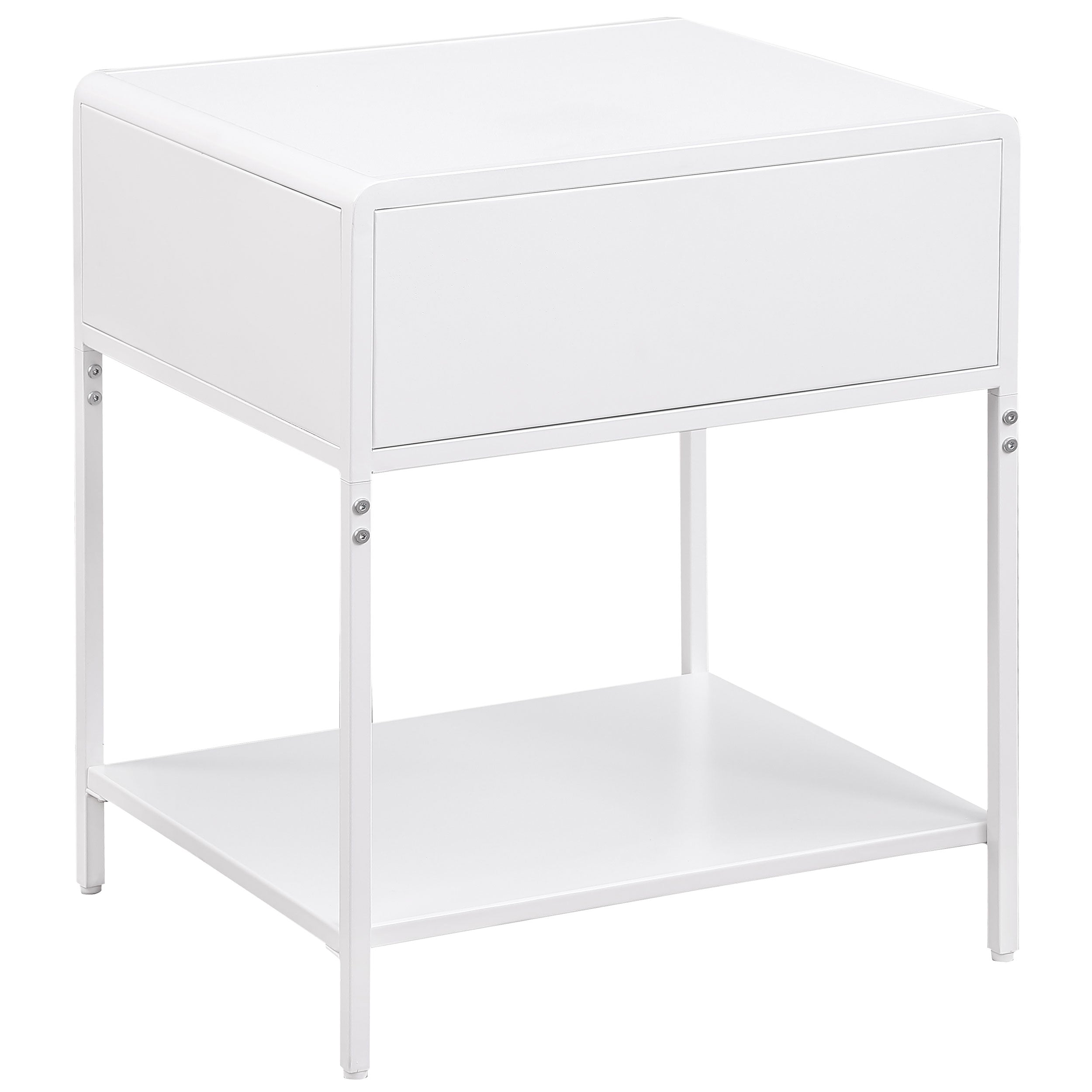 Amherst 1-drawer Radio Weave Cane Metal Bedside Table White-