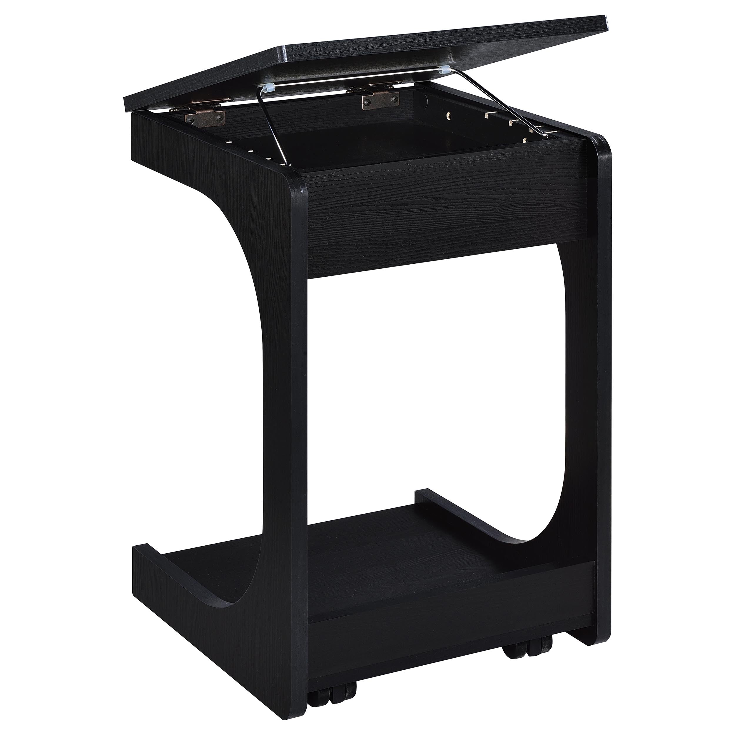 Ralston C-Shaped Lift-Top Sofa Side Table With Casters Black-