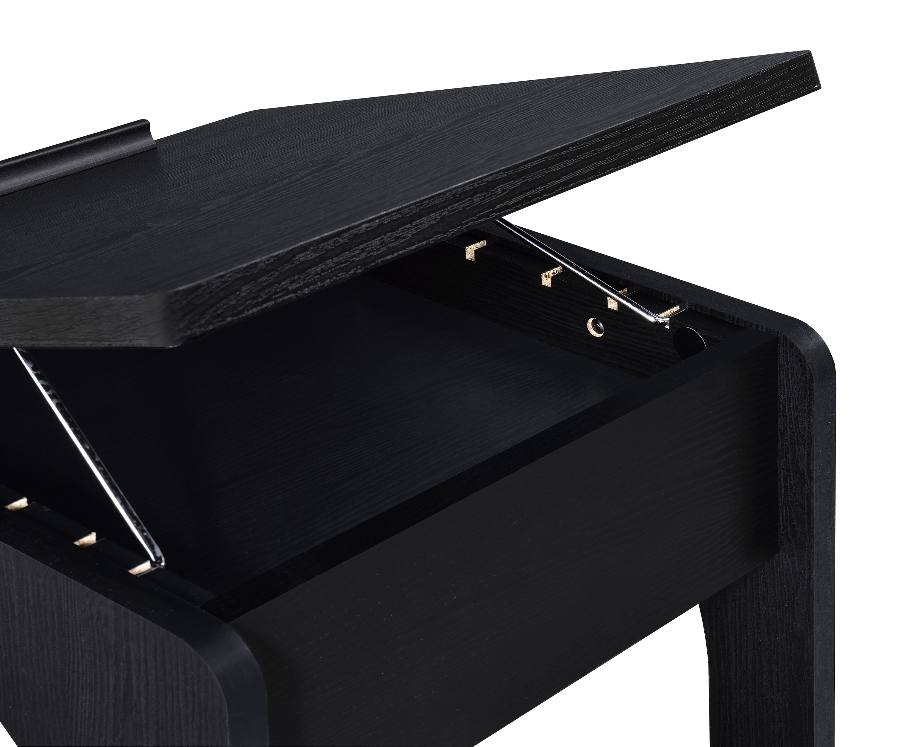 Ralston C-Shaped Lift-Top Sofa Side Table With Casters Black-