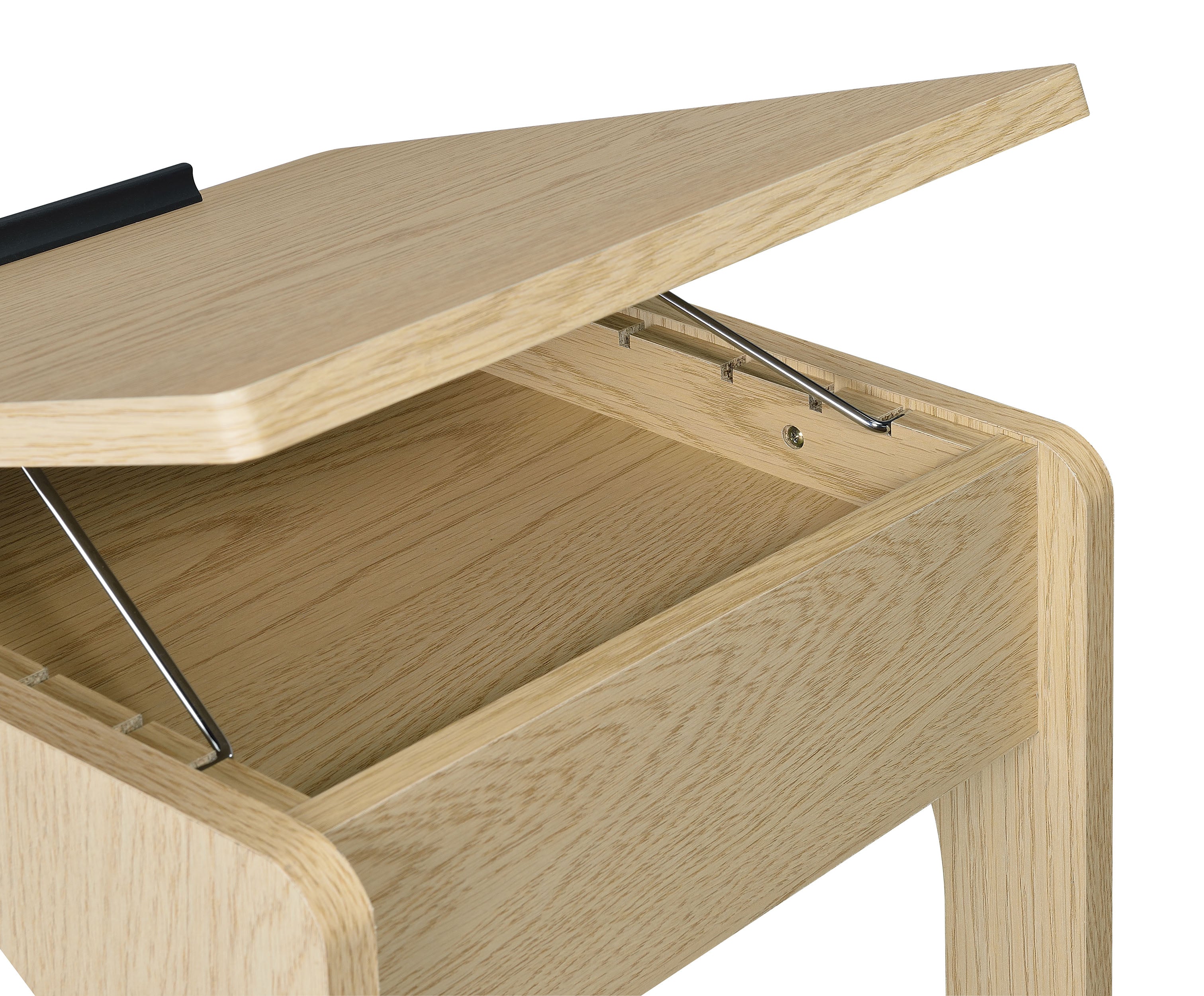 Ralston C-Shaped Lift-Top Sofa Side Table With Casters Light Oak-