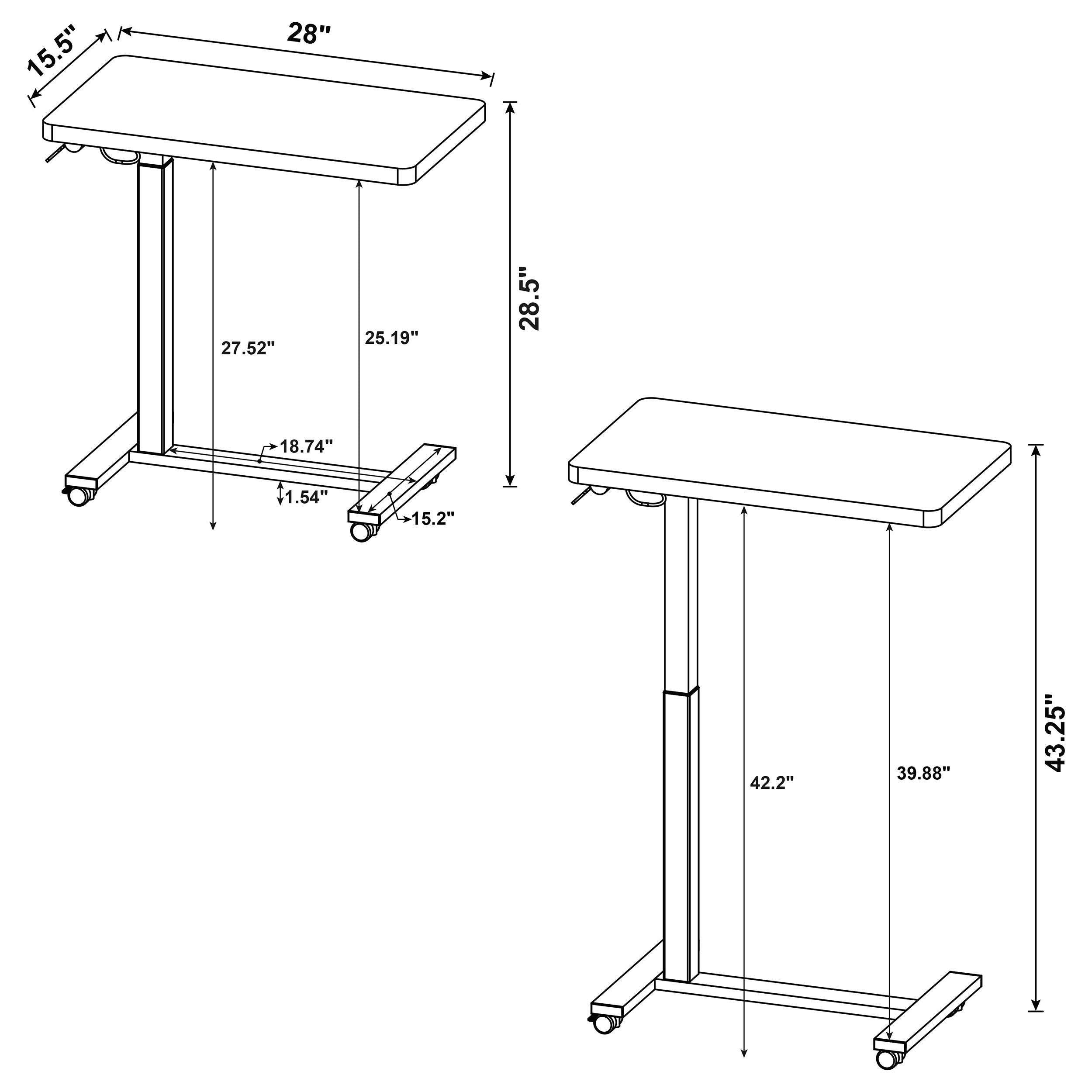 Westpark Pneumatic Adjustable C-Shape Side Table with Casters Mango-