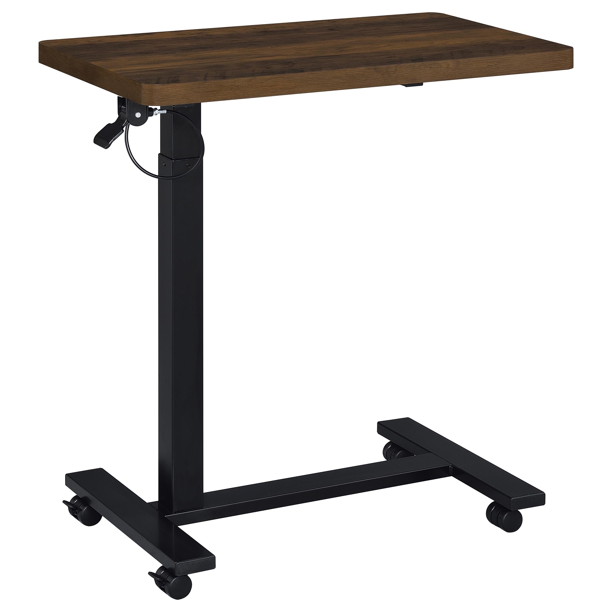 Westpark Pneumatic Adjustable C-Shape Side Table with Casters Dark Pine-