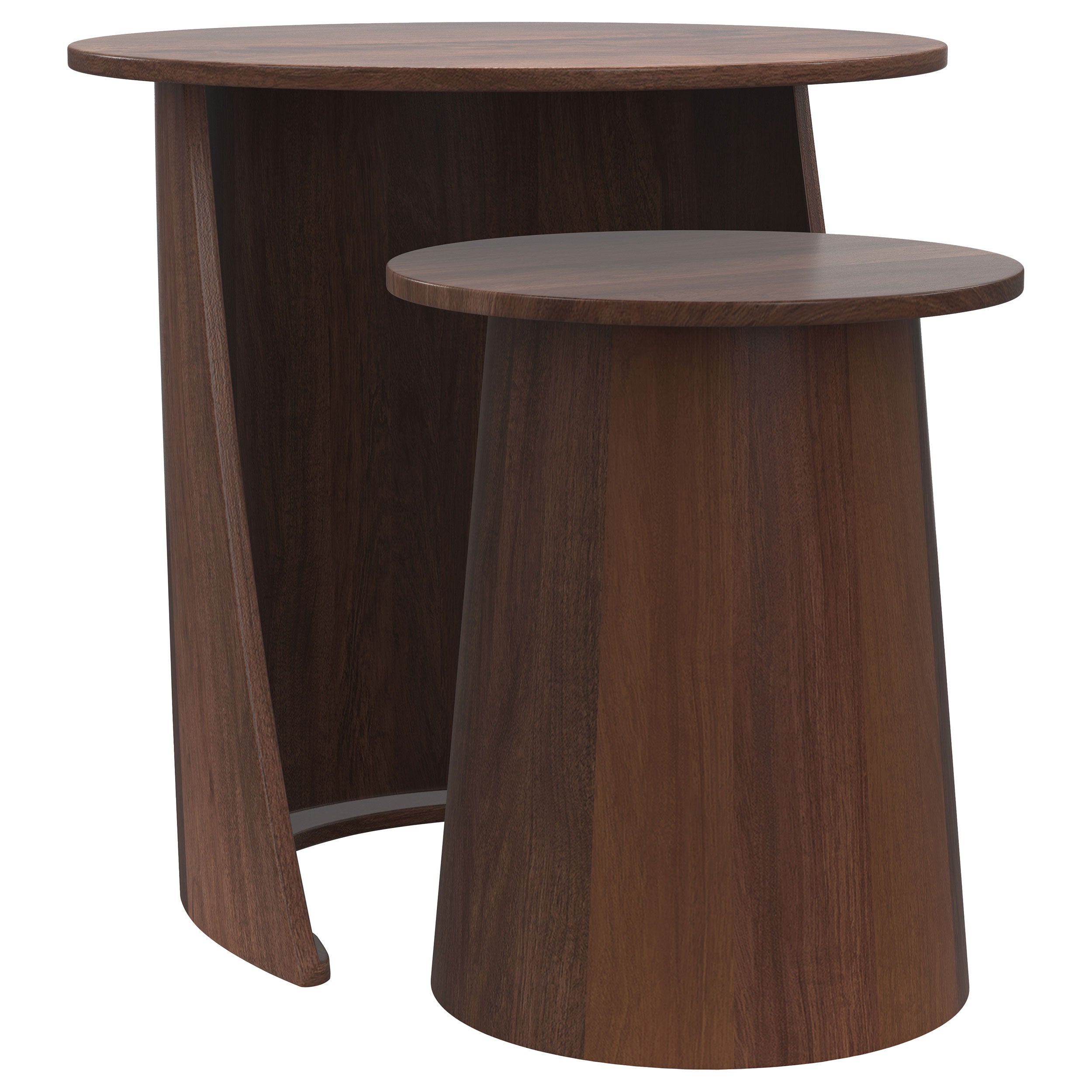 Yency 2-piece Round Mango Wood Nesting Table Set Dark Brown Mango-