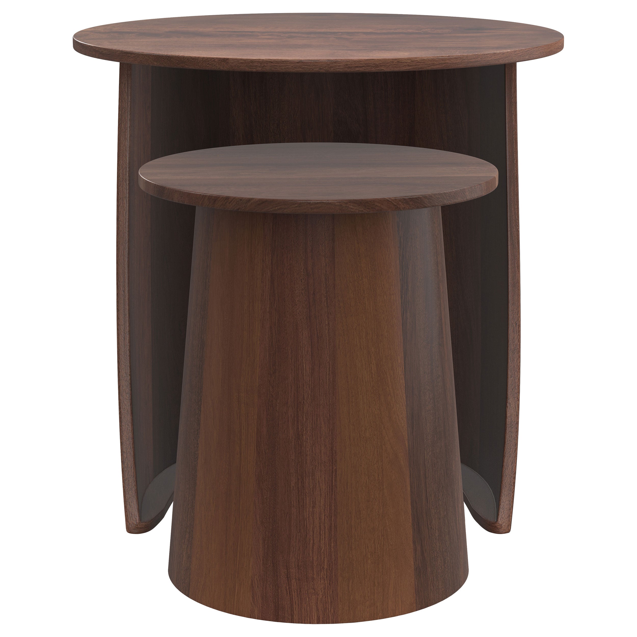Yency 2-piece Round Mango Wood Nesting Table Set Dark Brown Mango-