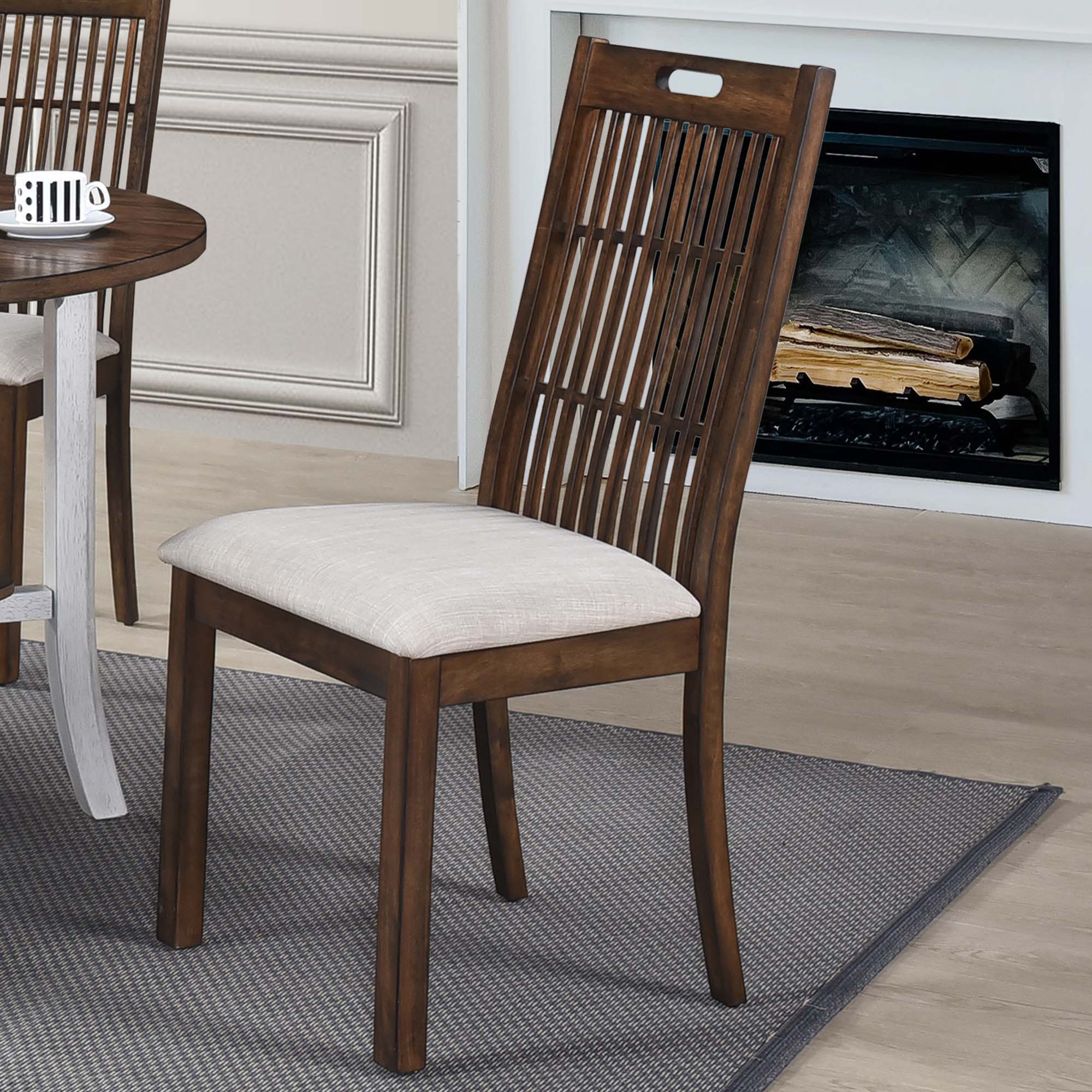 2 Pieces Set Dining Side Chair Rustic Modern Farmhouse Design Retro Design Easy To Assembly - Antique Dark Oak