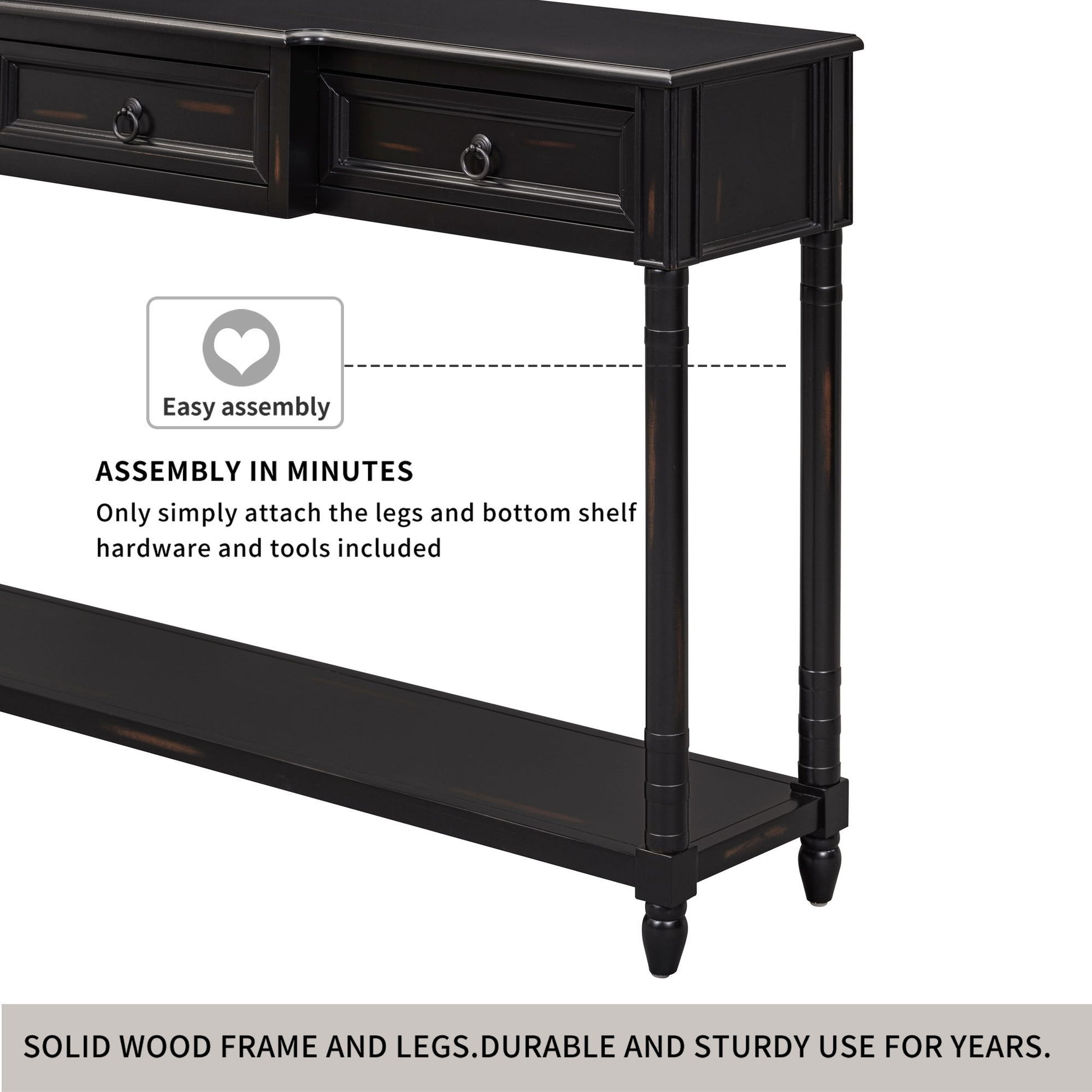 Console Table Sofa Table With Drawers For Entryway With Projecting Drawers And Long Shelf - Best Buy Furniture