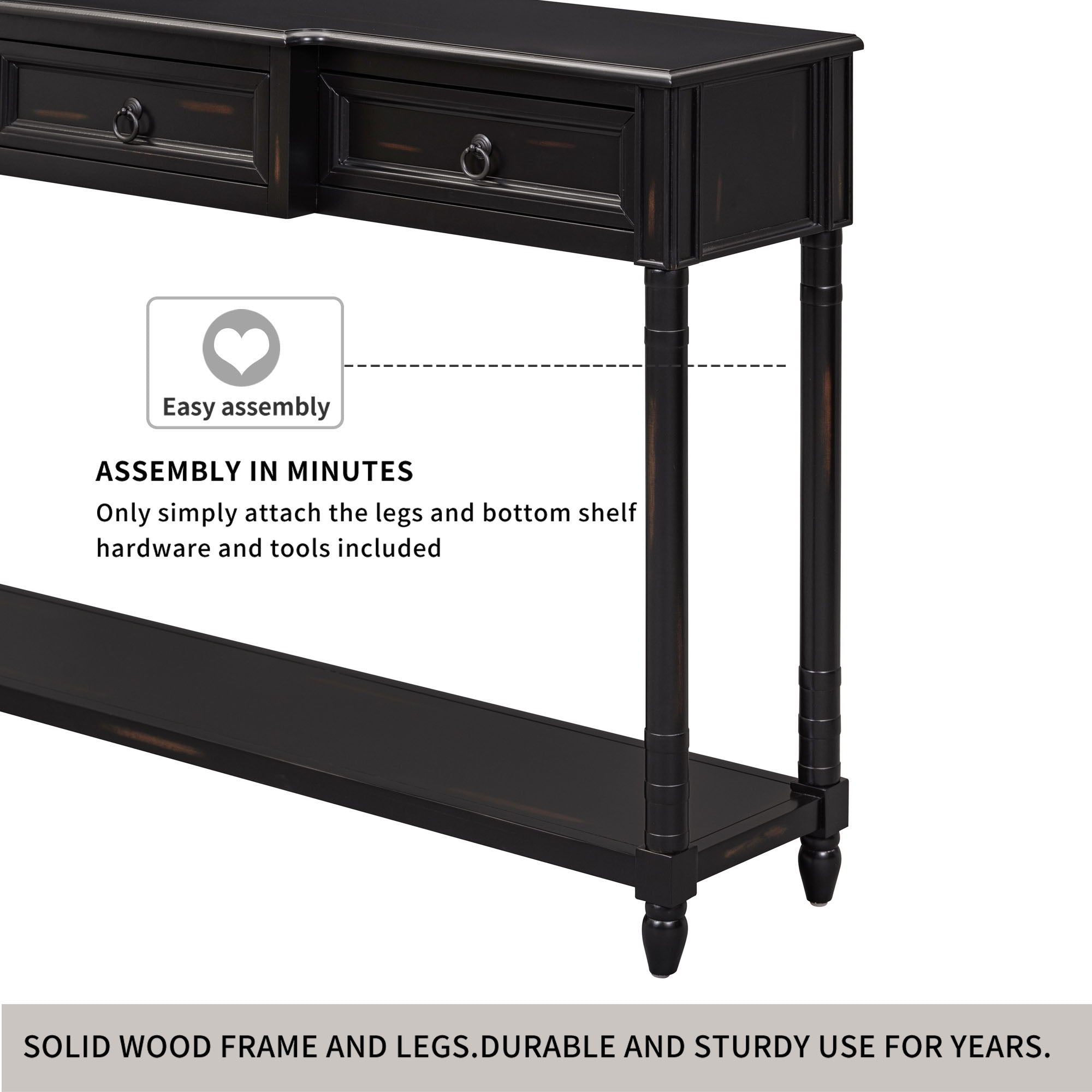 Console Table Sofa Table With Drawers For Entryway With Projecting Drawers And Long Shelf - Best Buy Furniture