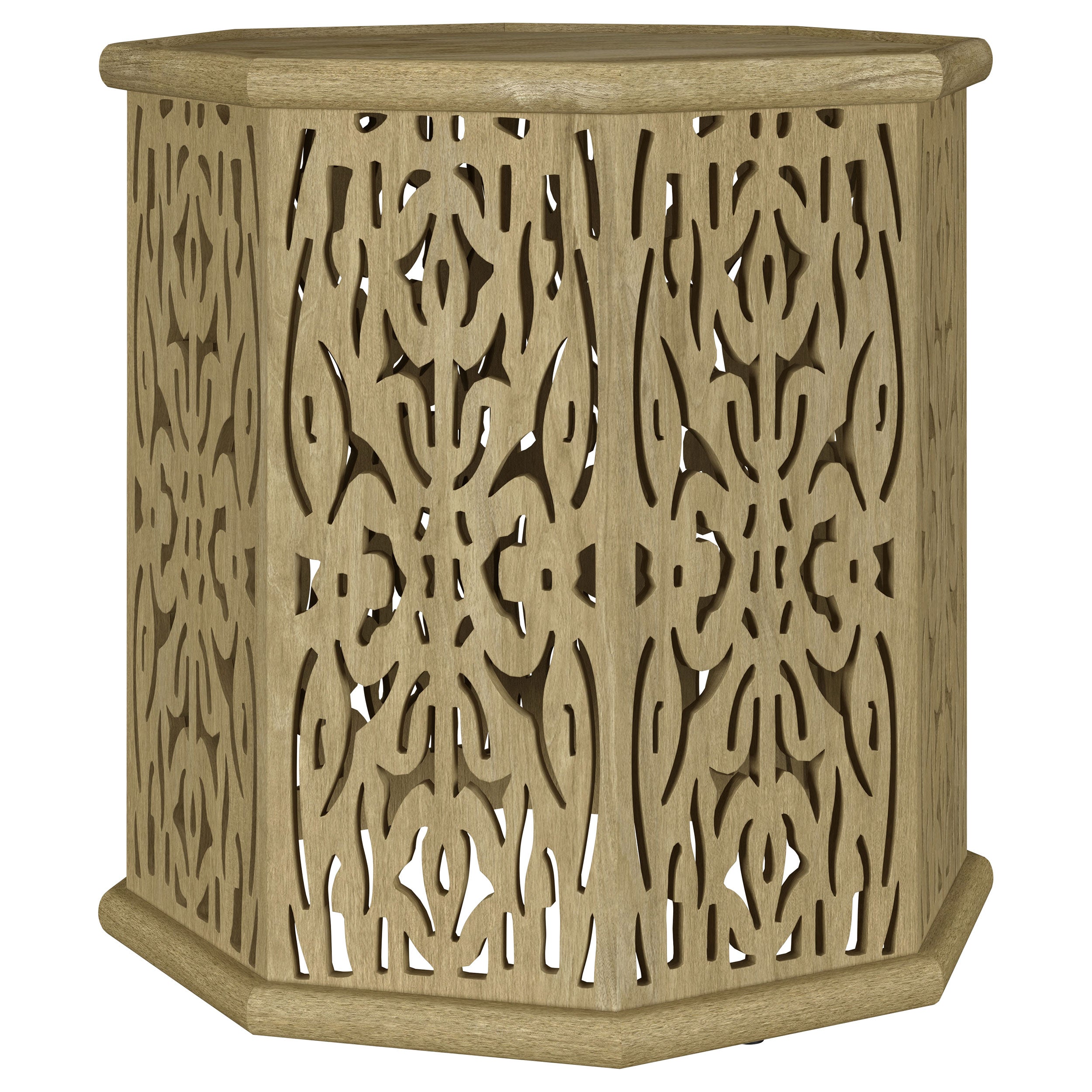 Torres Octagonal Solid Mango Wood Side Table Natural Brown-
