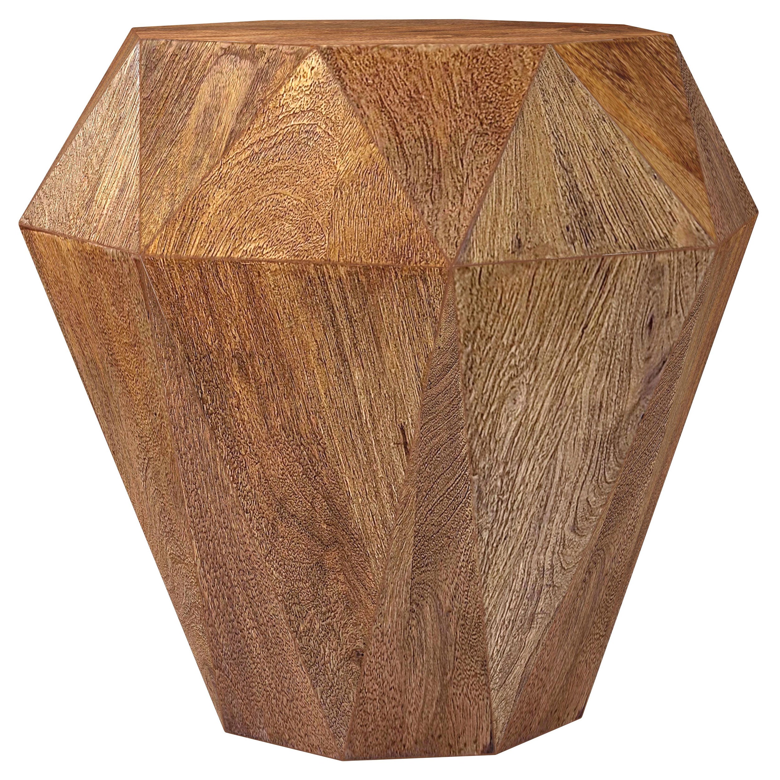 Jacinto Octagonal Solid Mango Wood Side Table Natural Brown-
