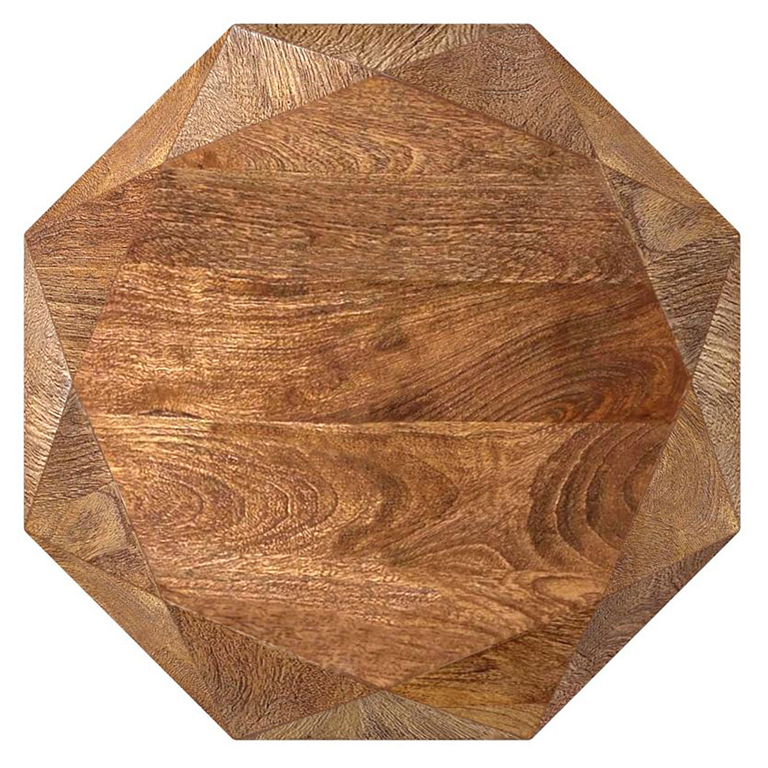 Jacinto Octagonal Solid Mango Wood Side Table Natural Brown-