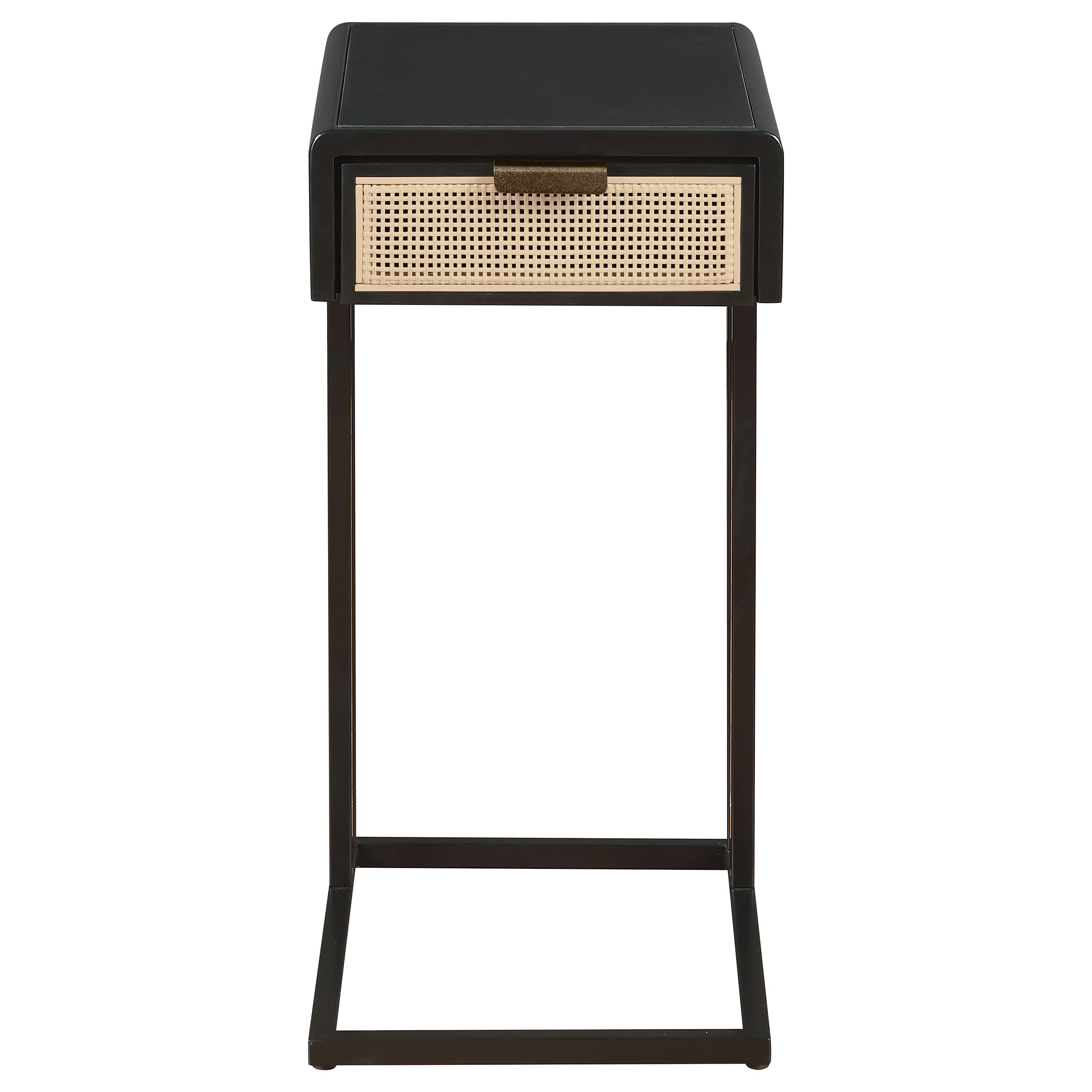 Amherst 1-drawer Radio Weave Cane Metal Side Table Black-