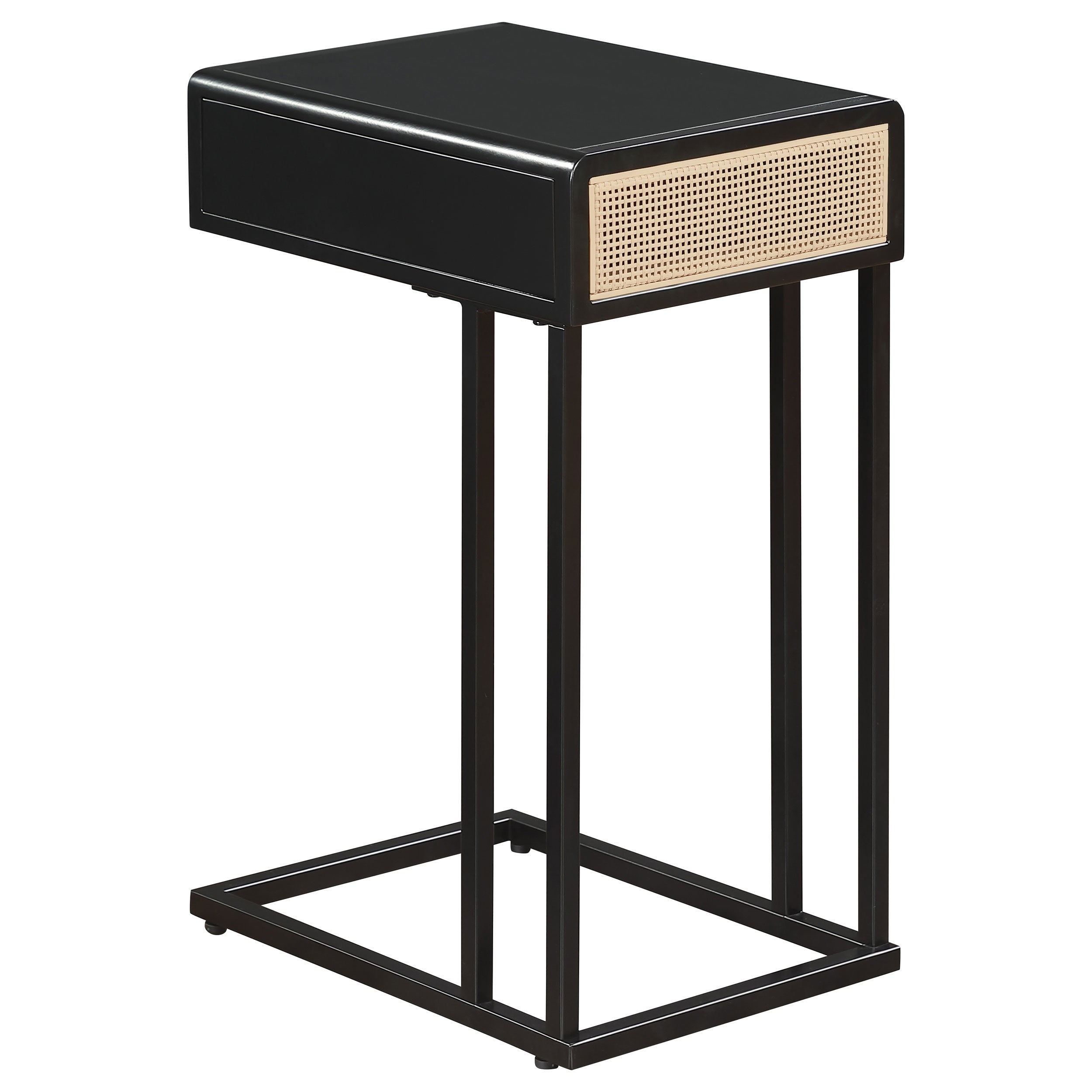 Amherst 1-drawer Radio Weave Cane Metal Side Table Black-