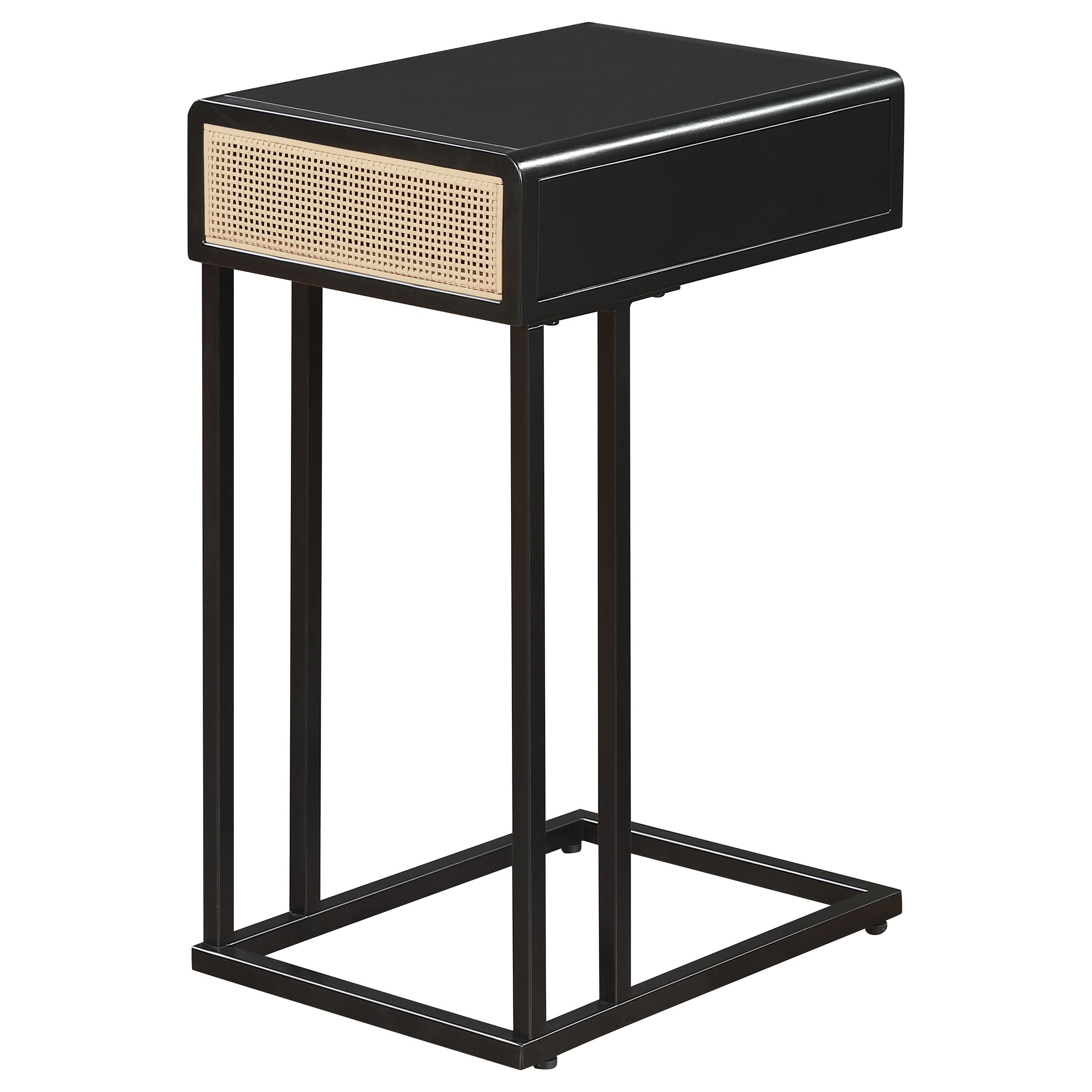 Amherst 1-drawer Radio Weave Cane Metal Side Table Black-