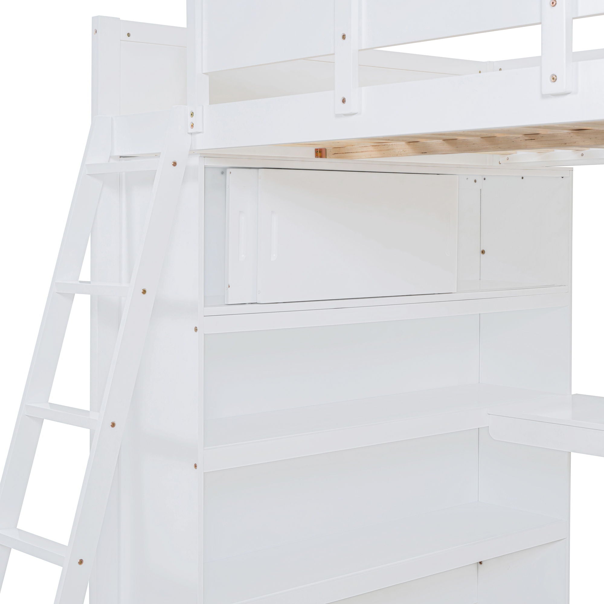 Modern Loft Bed With Desk And Shelves