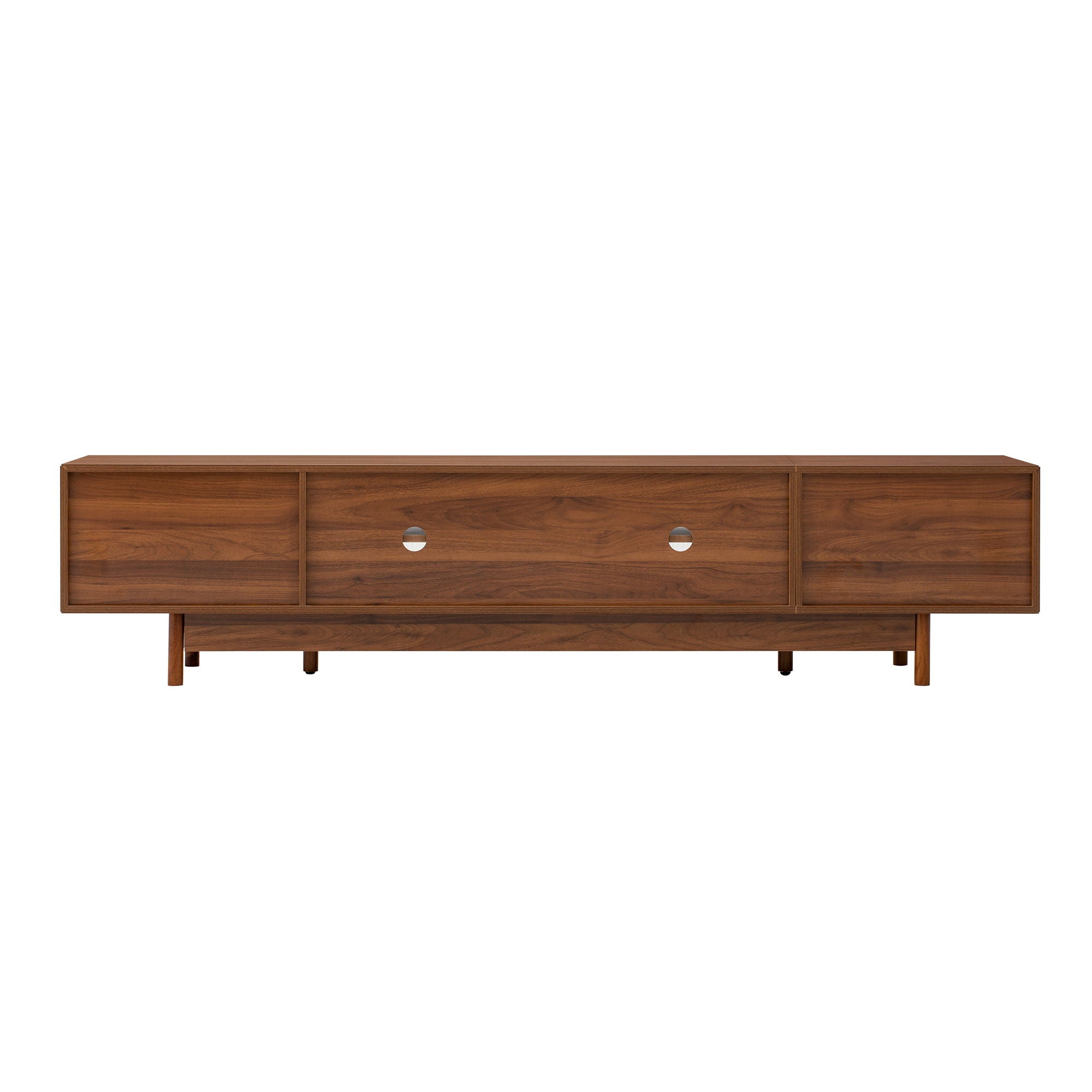 TV Stand With Fluted Doors, 2 Drawers - Walnut