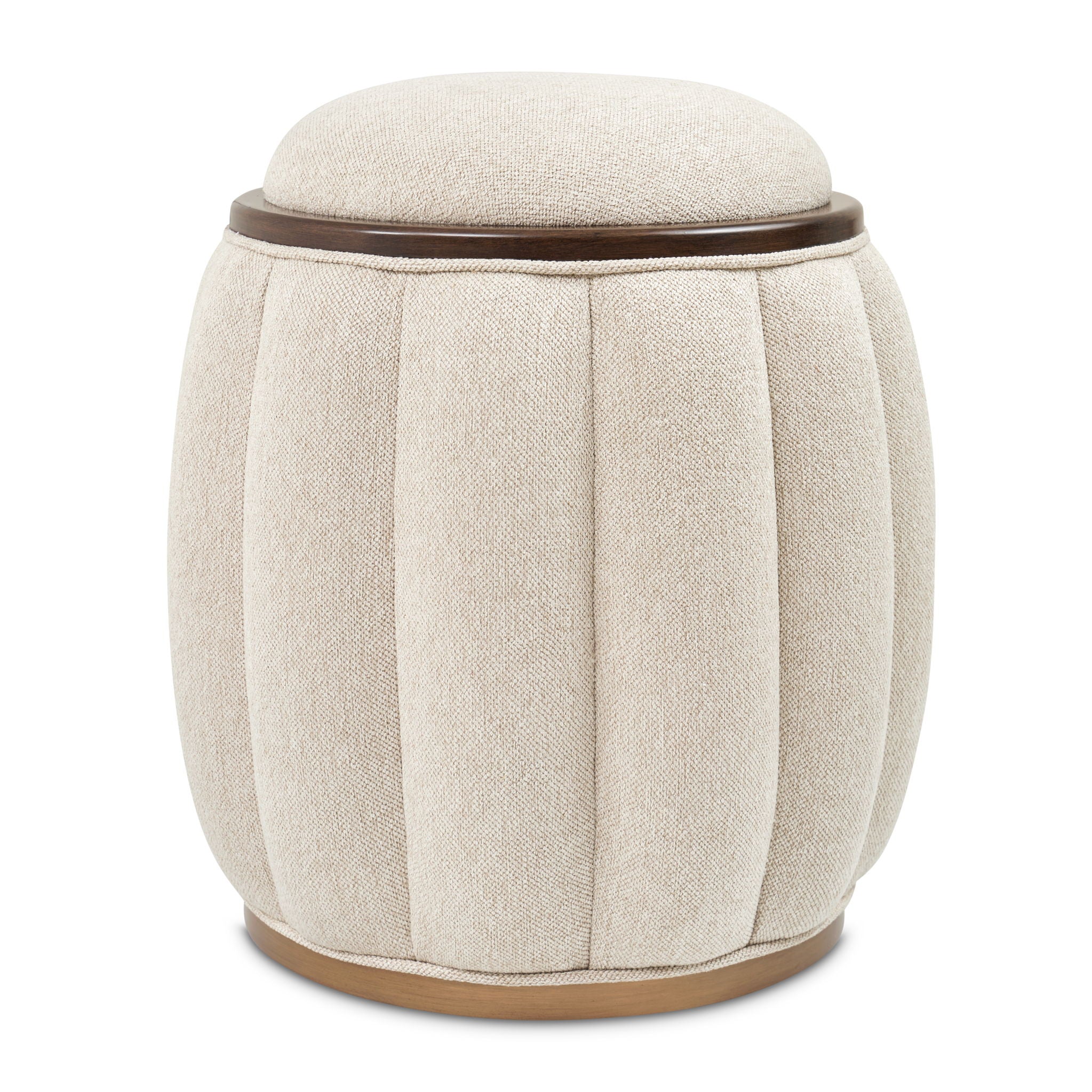 Camellia Field - Round Bench - Linen / Warm Pecan
