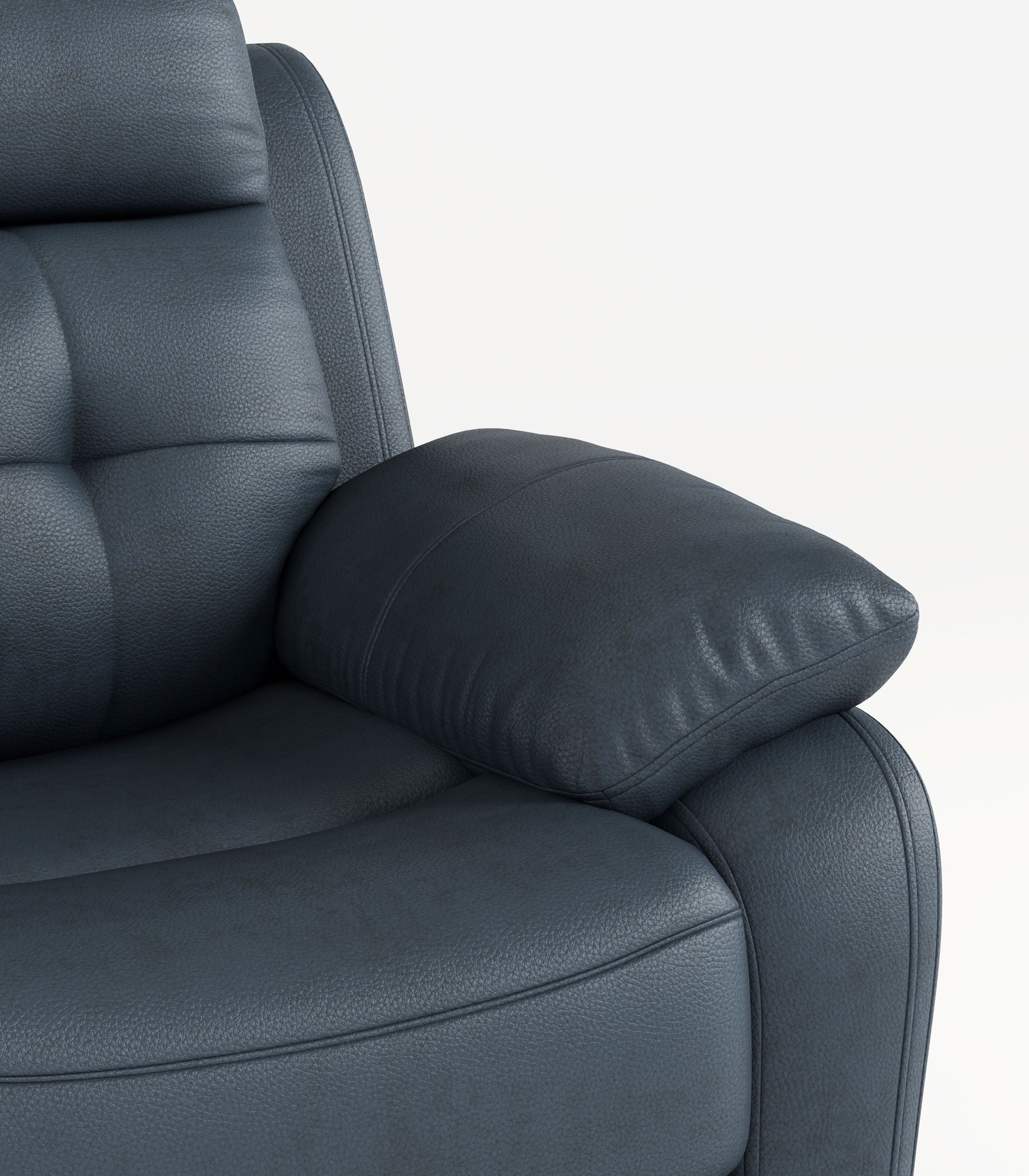 Genuine Leather Non Power Reclining Sofa With Drop Down Table, Stainless Steel Cupholders And Magazine Bag