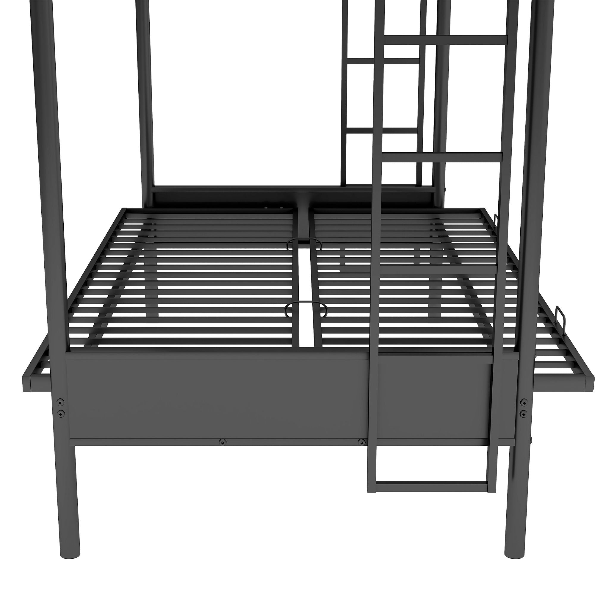 Twin Over Full Bunk Bed, Multi Function - Black