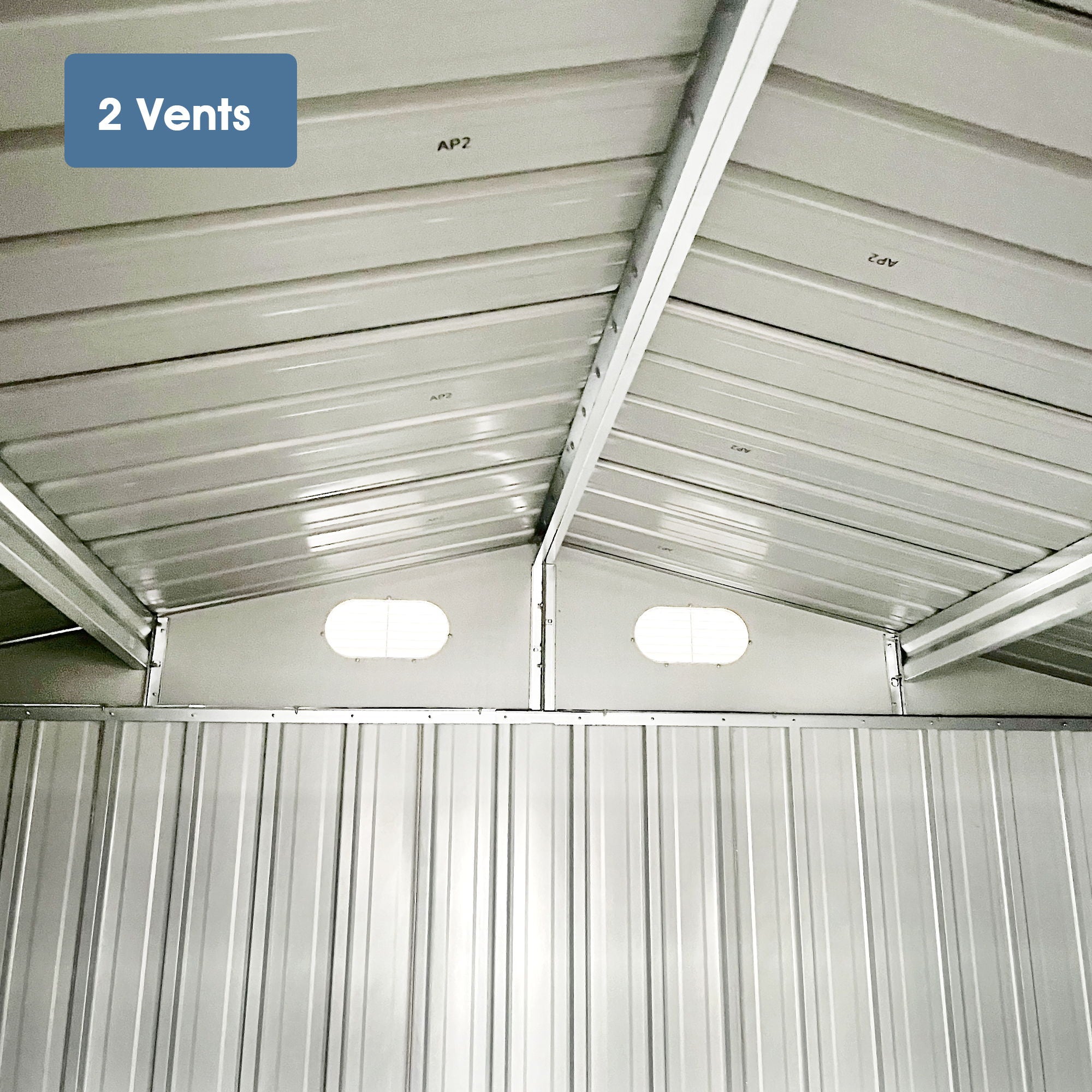 Outdoor Storage Shed, Galvanized Steel Garden Shed With 4 Vents & Double Sliding Door