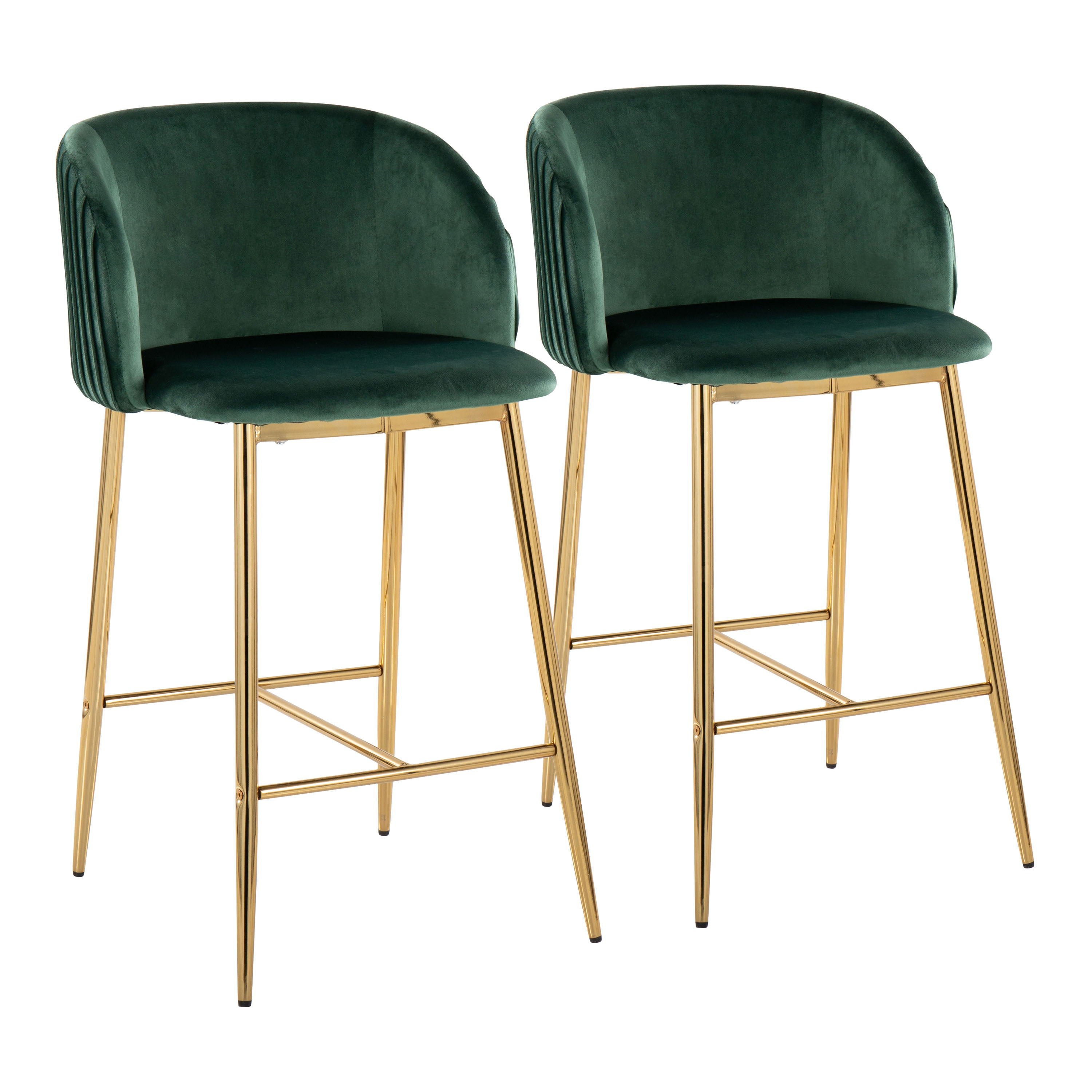 Fran - Pleated Contemporary / Glam Fixed Height Counter Stool (Set of 2) - Best Buy Furniture