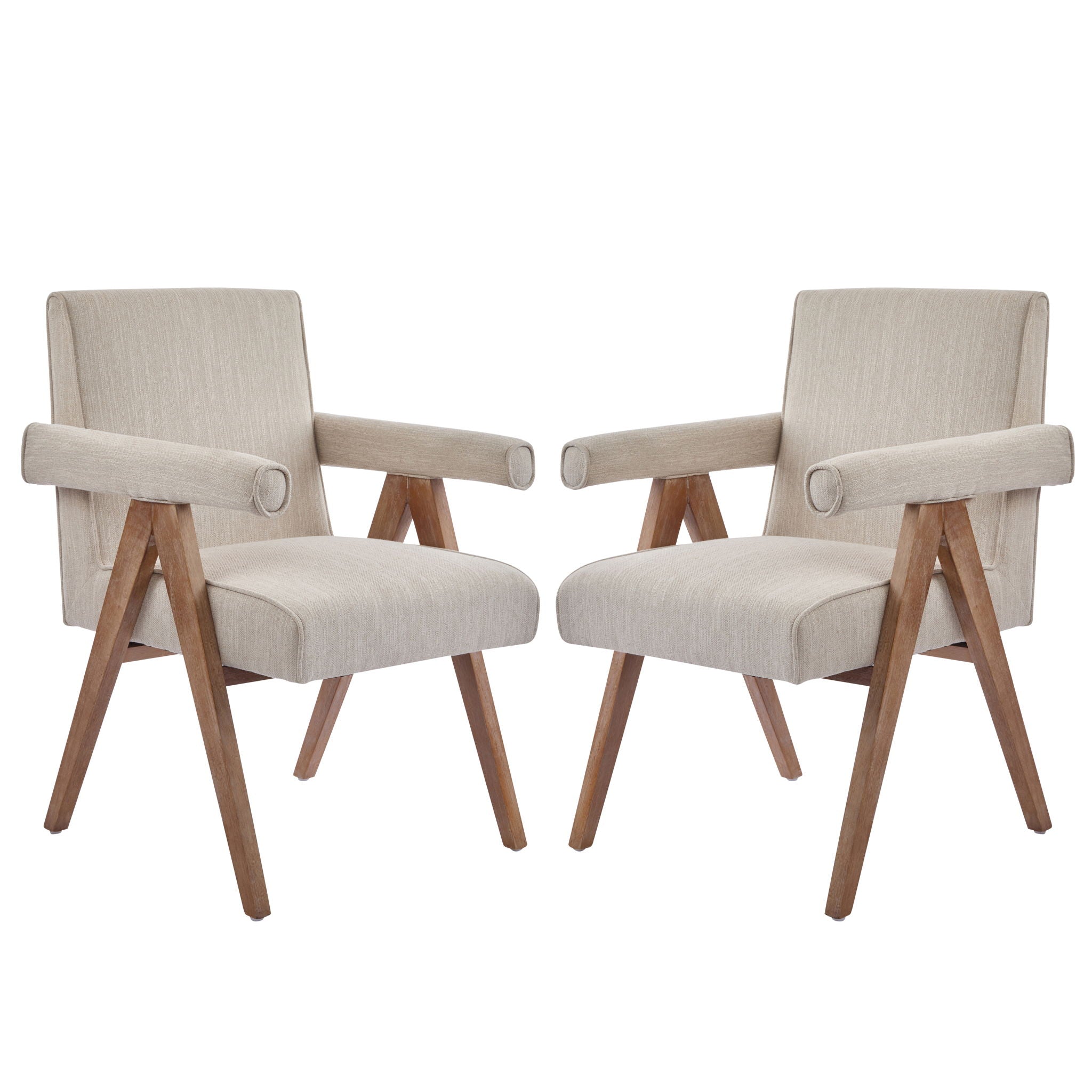 Contemporary Poppy Fabric Dining Armchair With Rubberwood Legs