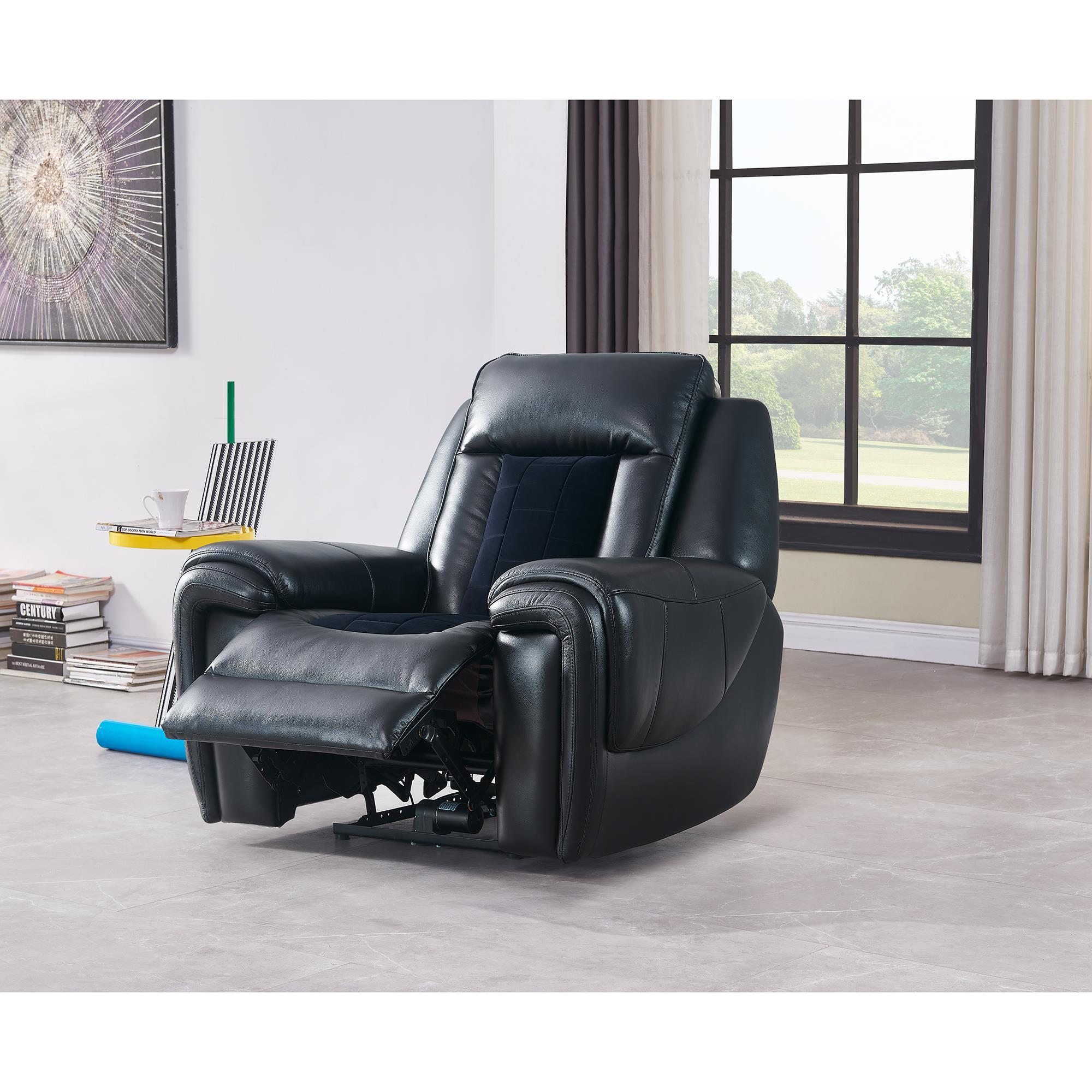 Clark - Blanche / Velvet Power Recliner With LED - Black