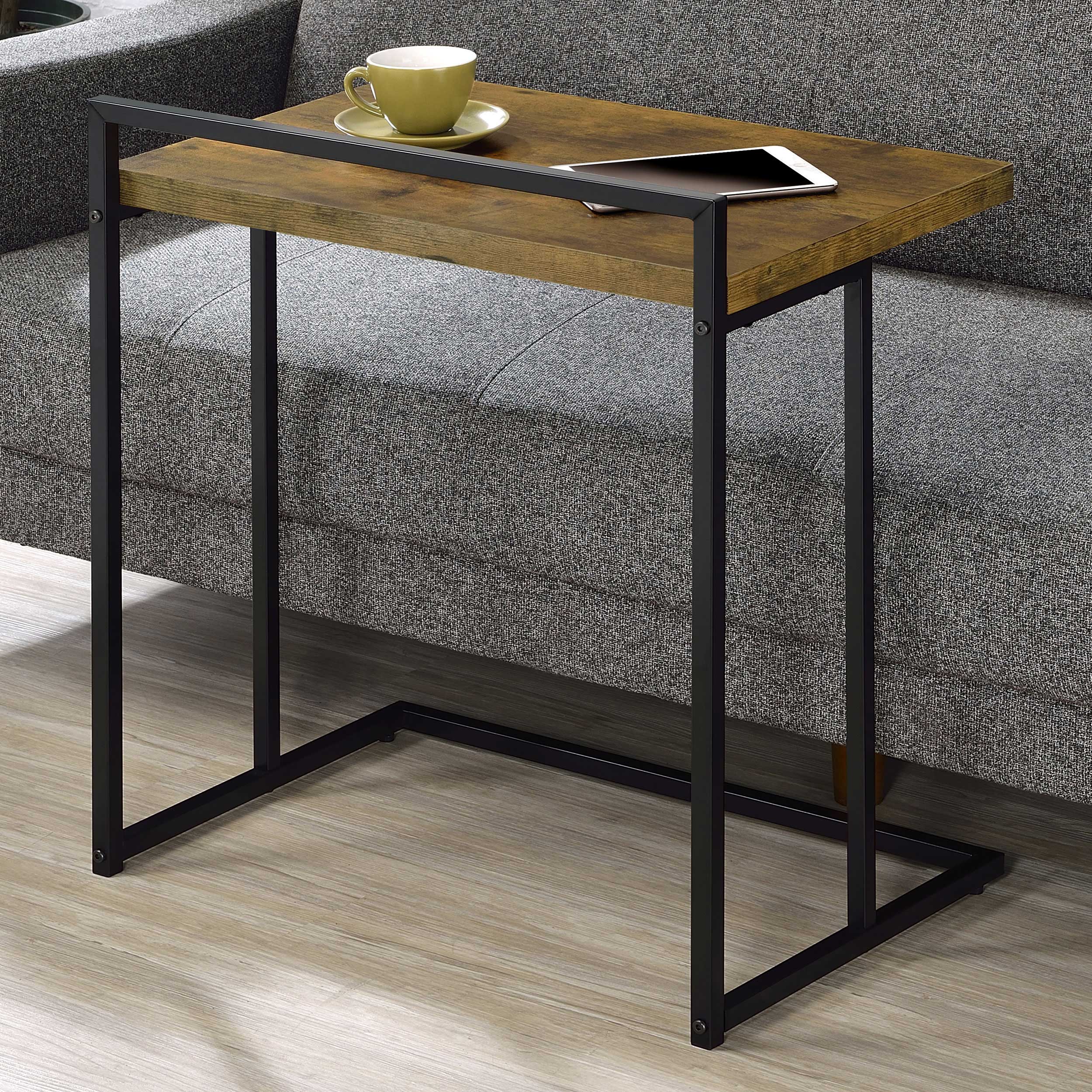 Dani Rectangular C-Shaped Sofa Side Table Rustic Nutmeg-CoasterEveryday