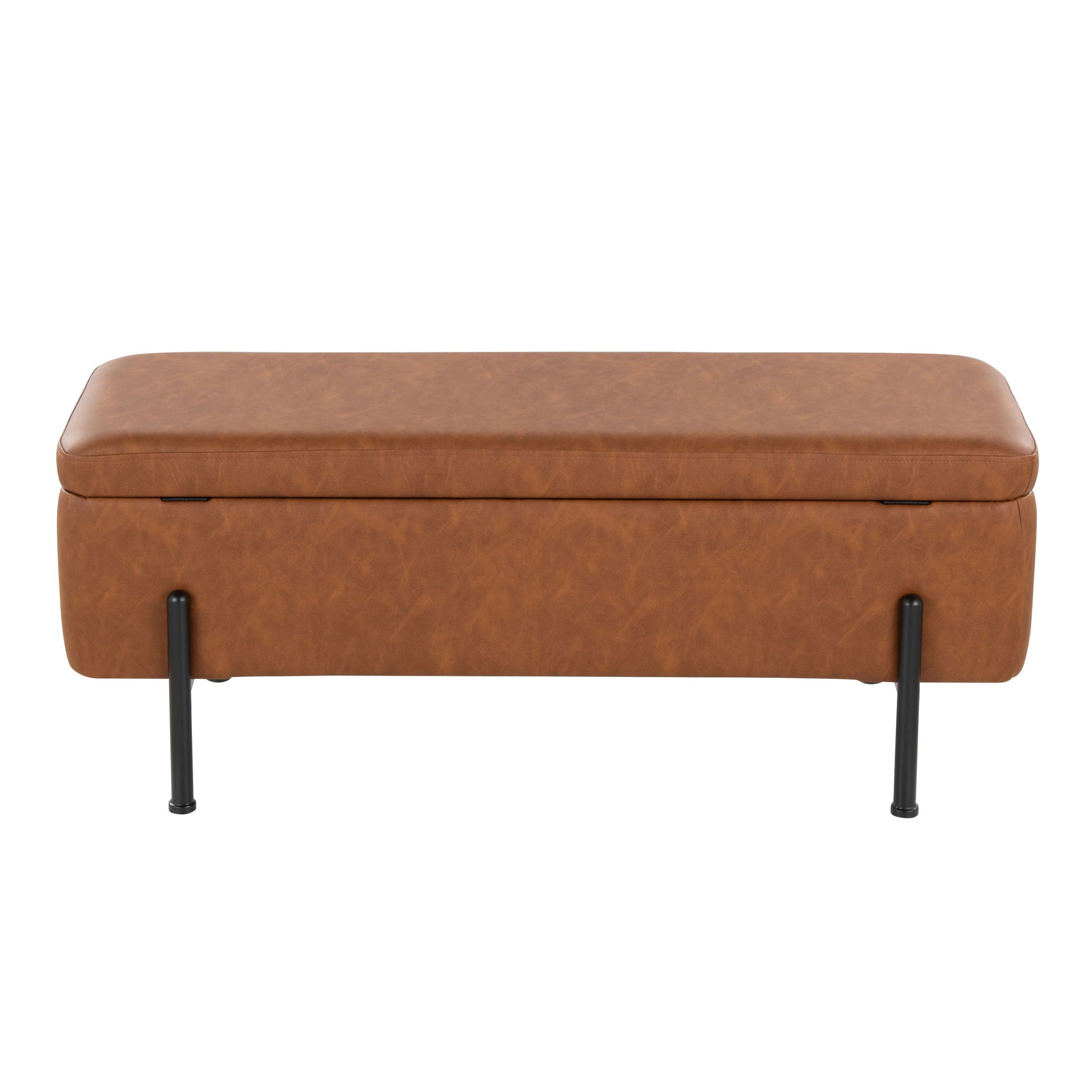 Daniella - Contemporary Storage Bench - Black / Camel - Best Buy Furniture