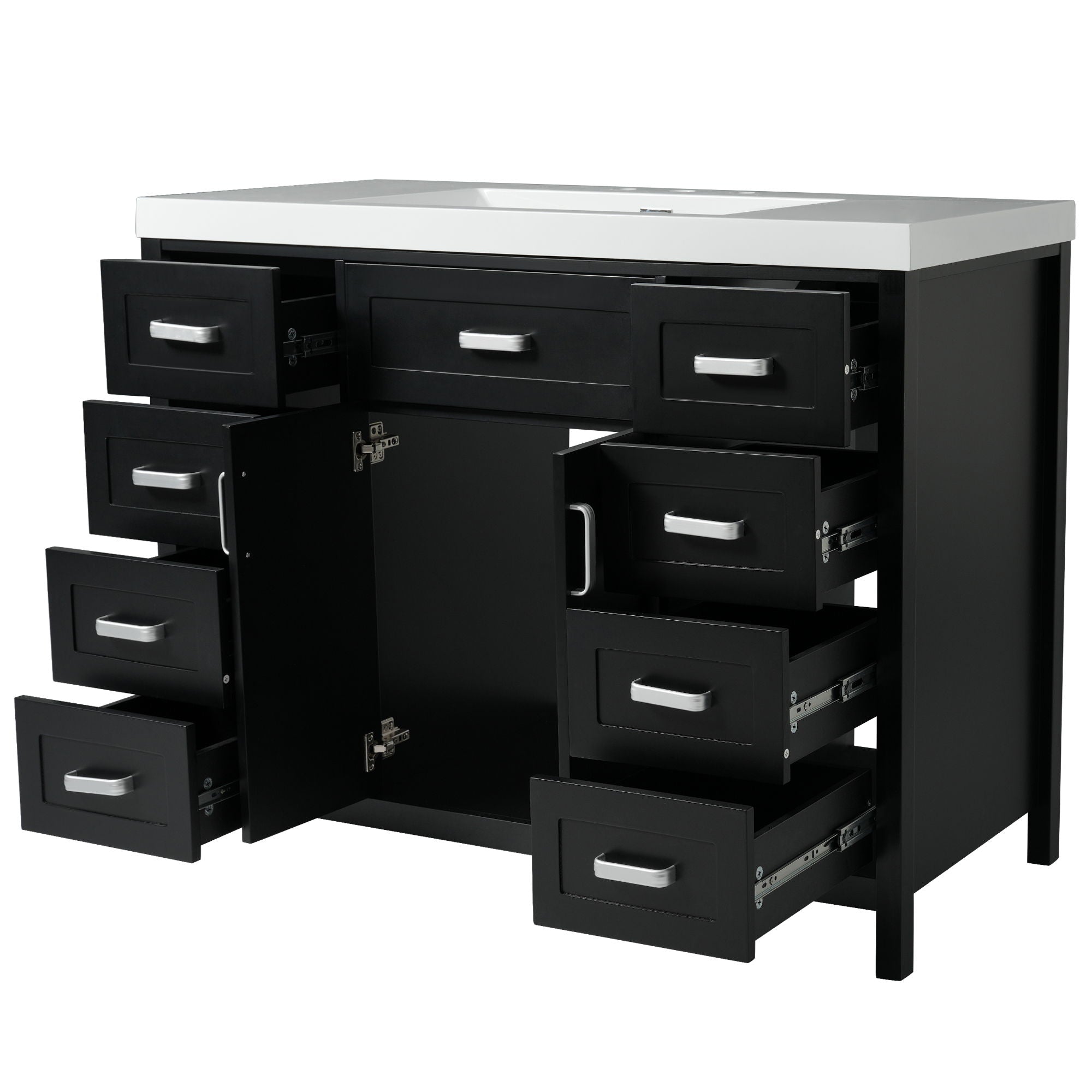 Bathroom Vanity With Sink, 2 Doors 8 Drawers, Soft Close System, Classic Design