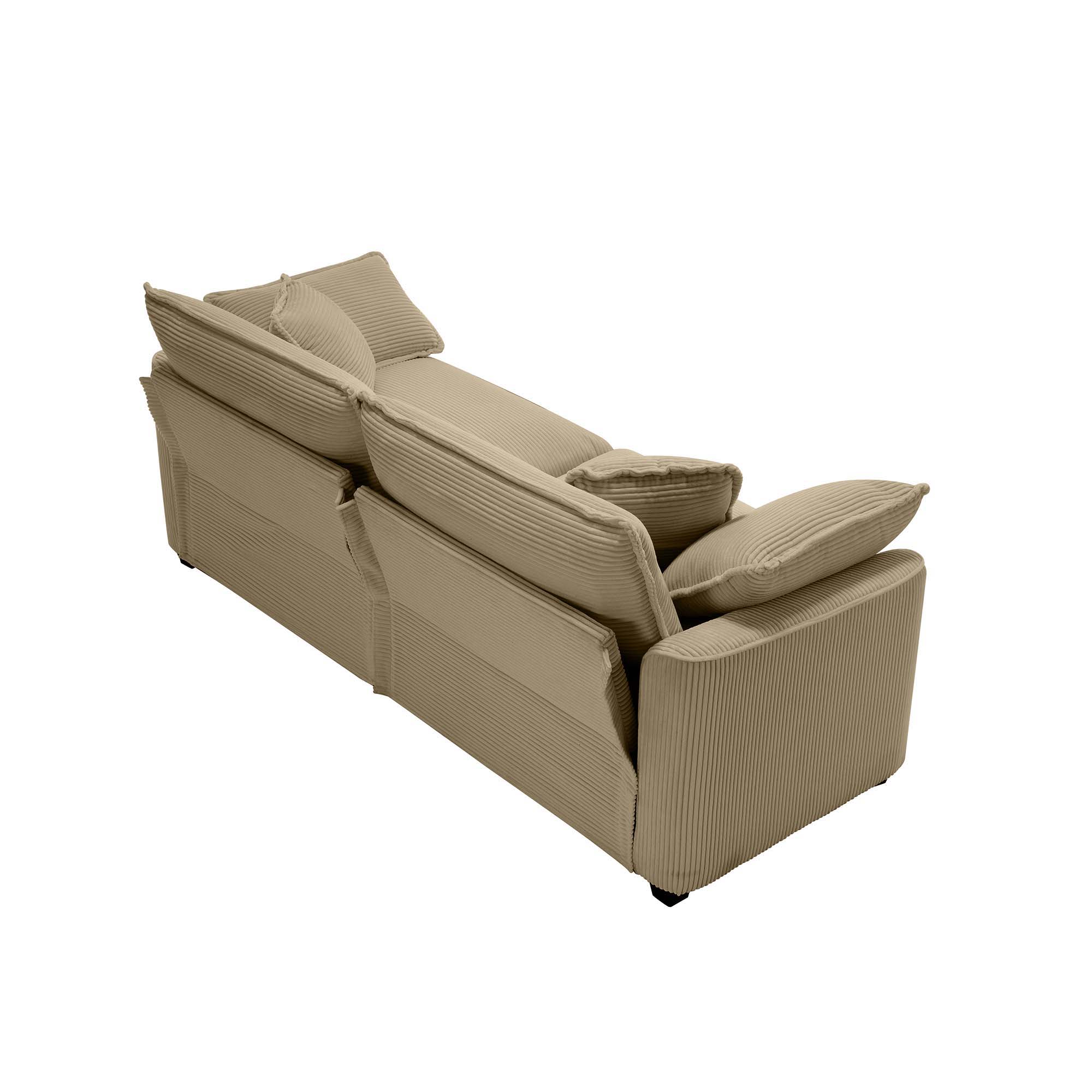 Modern 2 Seater With 4 Pillows, Upholstered Deep Seating Loveseat
