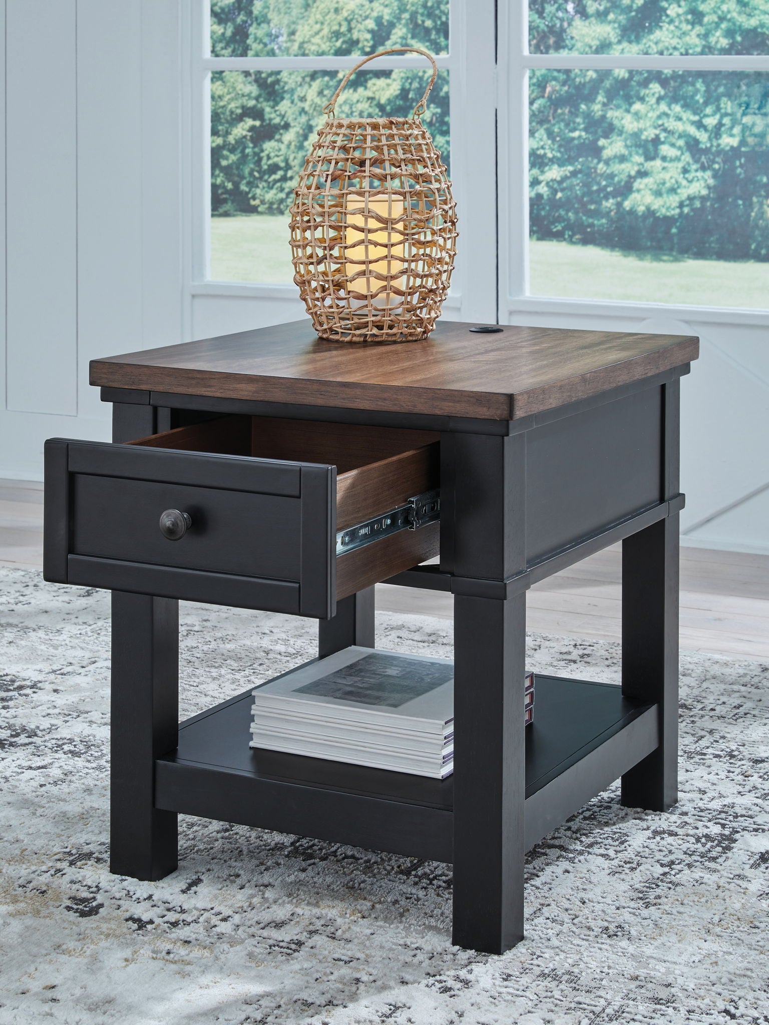 Wildenauer - Rectangular End Table - Brown / Black - Best Buy Furniture