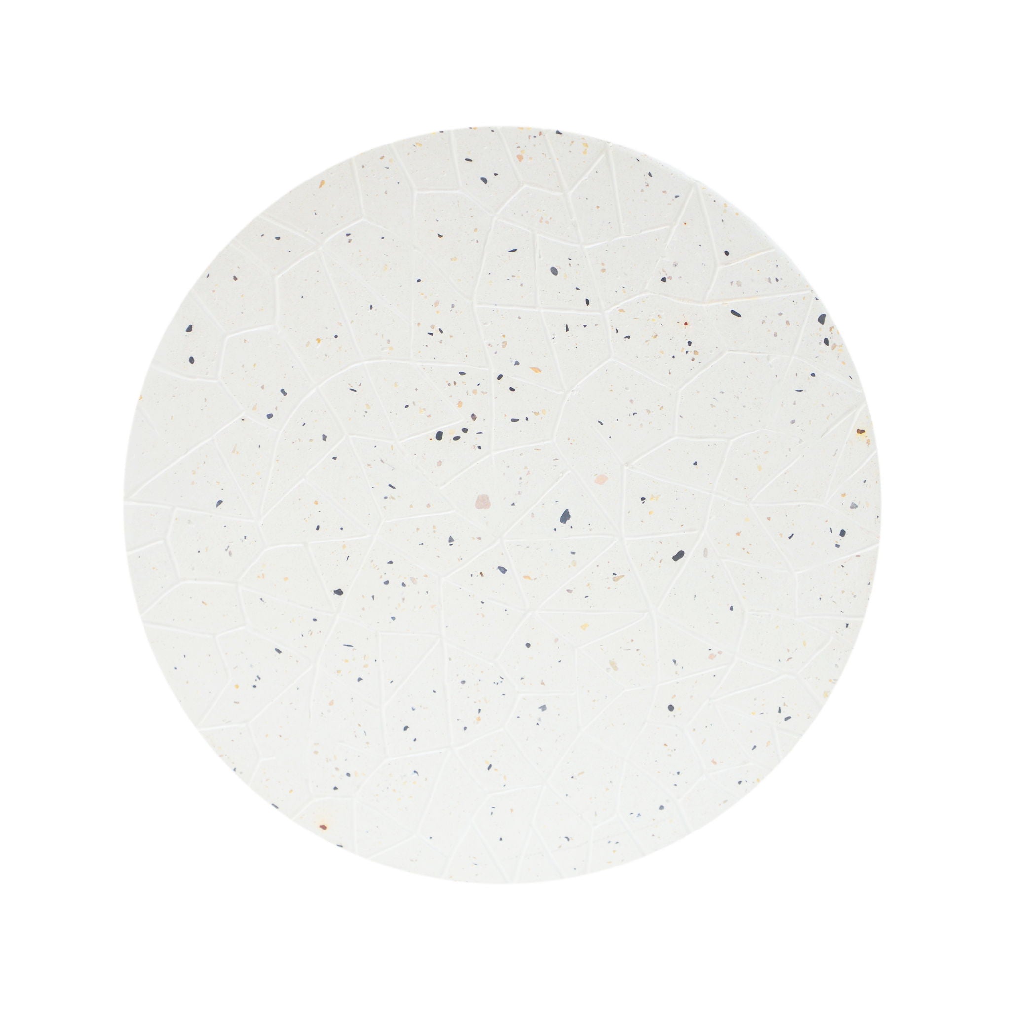 Outdoor Terrazzo Concrete Drum End Table, Living Room Accent Table - White Terrazzo