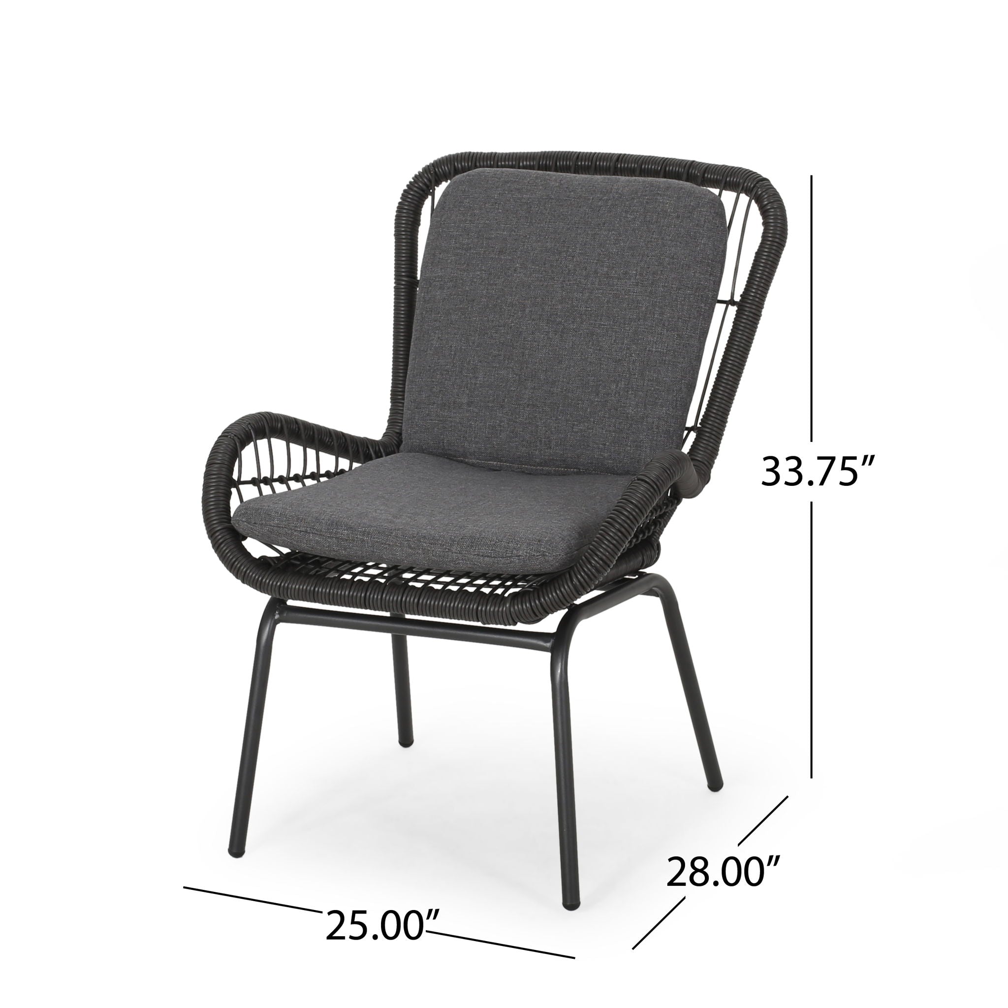 Outdoor Wicker Club Chair With Cushions (Set of 2)