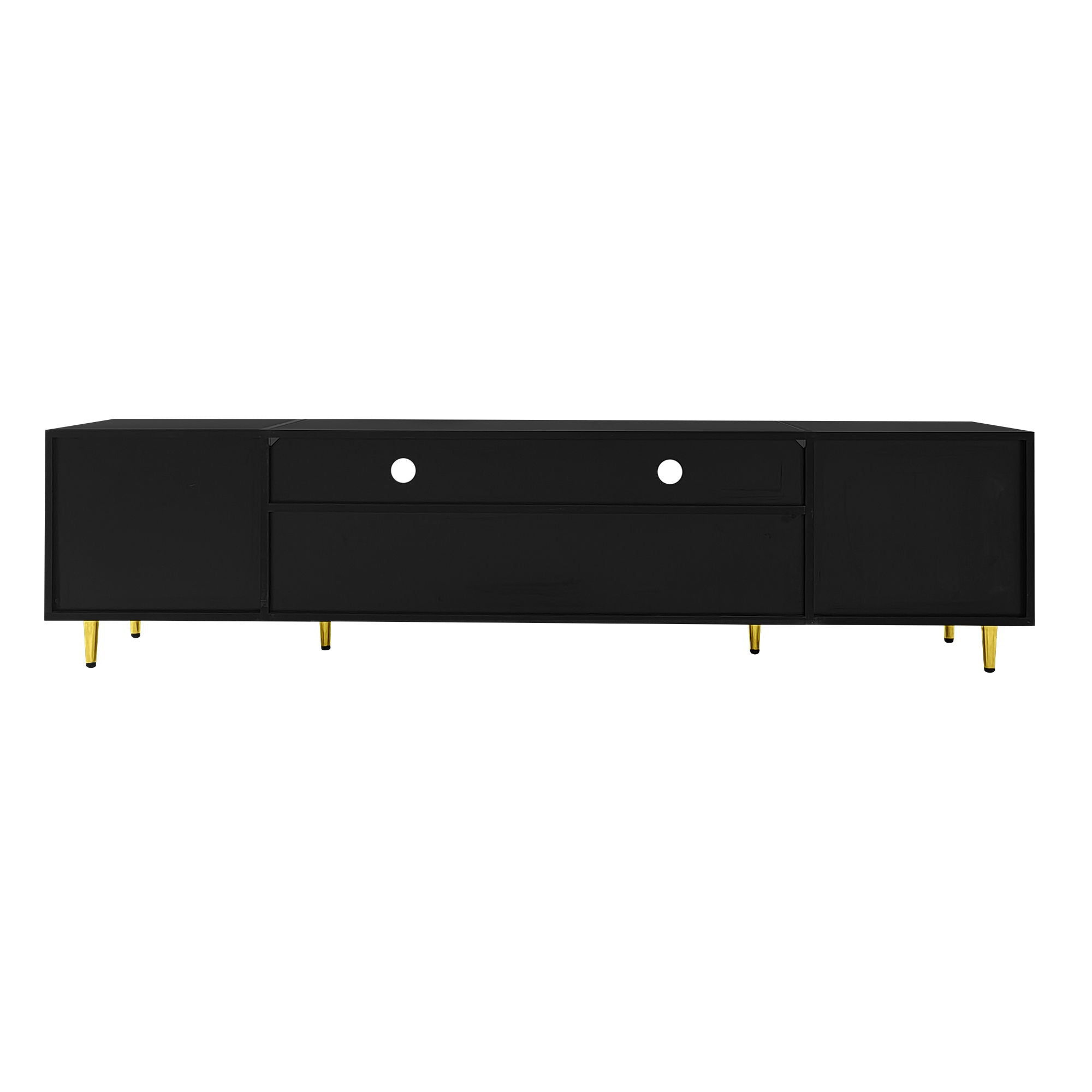 TV Stand For TVs Up To 80", Entertainment Center With 2 Shelves And LED Lights