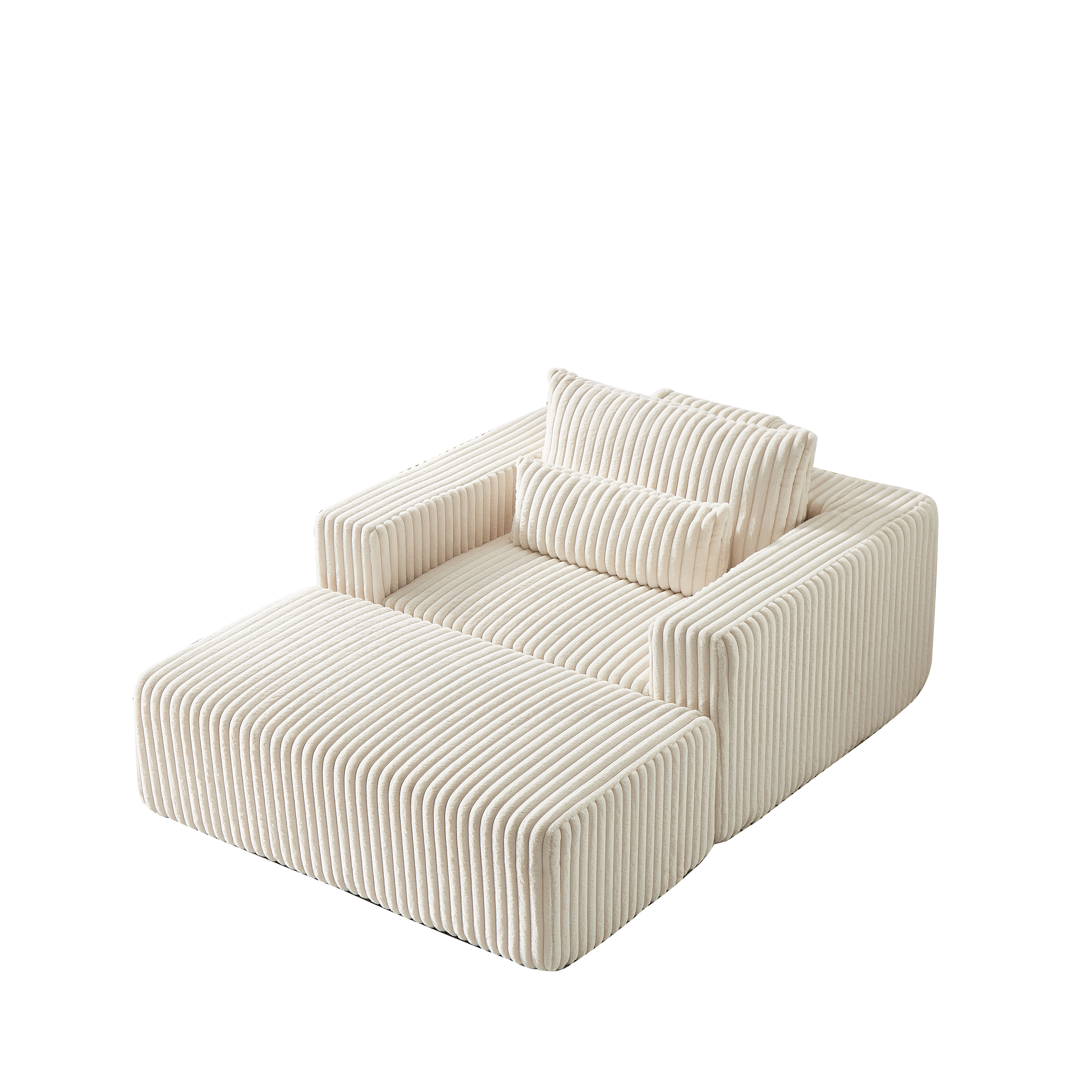 75-Inch Corduroy Sofa Lounge Chair with Removable Footrest