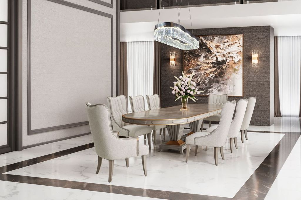 St. Charles - Double Pedestal Dining Table - Dove Gray