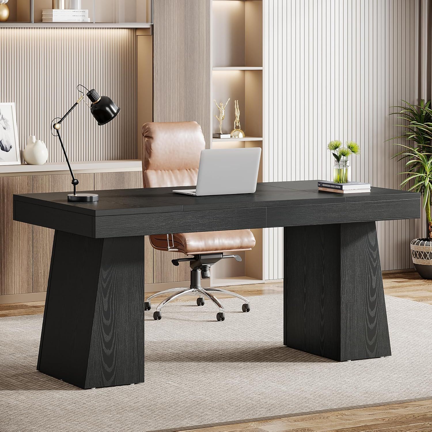 Executive Desk, Workstation With Double Trapezoid Base
