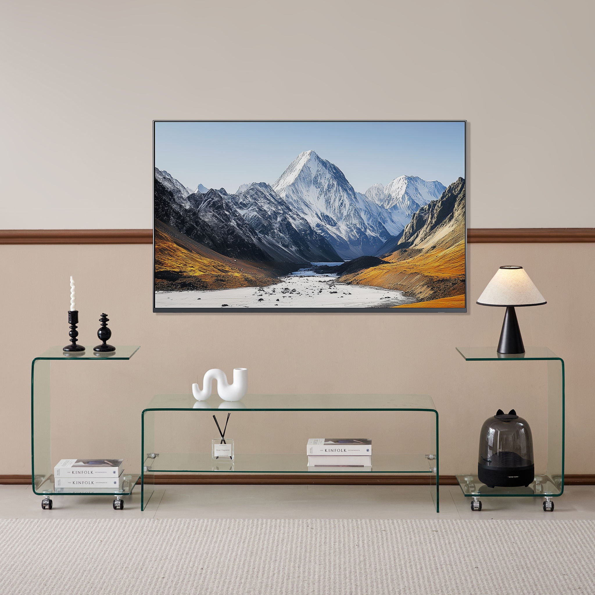 Tempered Clear Bent Glass Side Table End Table For Living Room, Small Sofa Table - Transparent