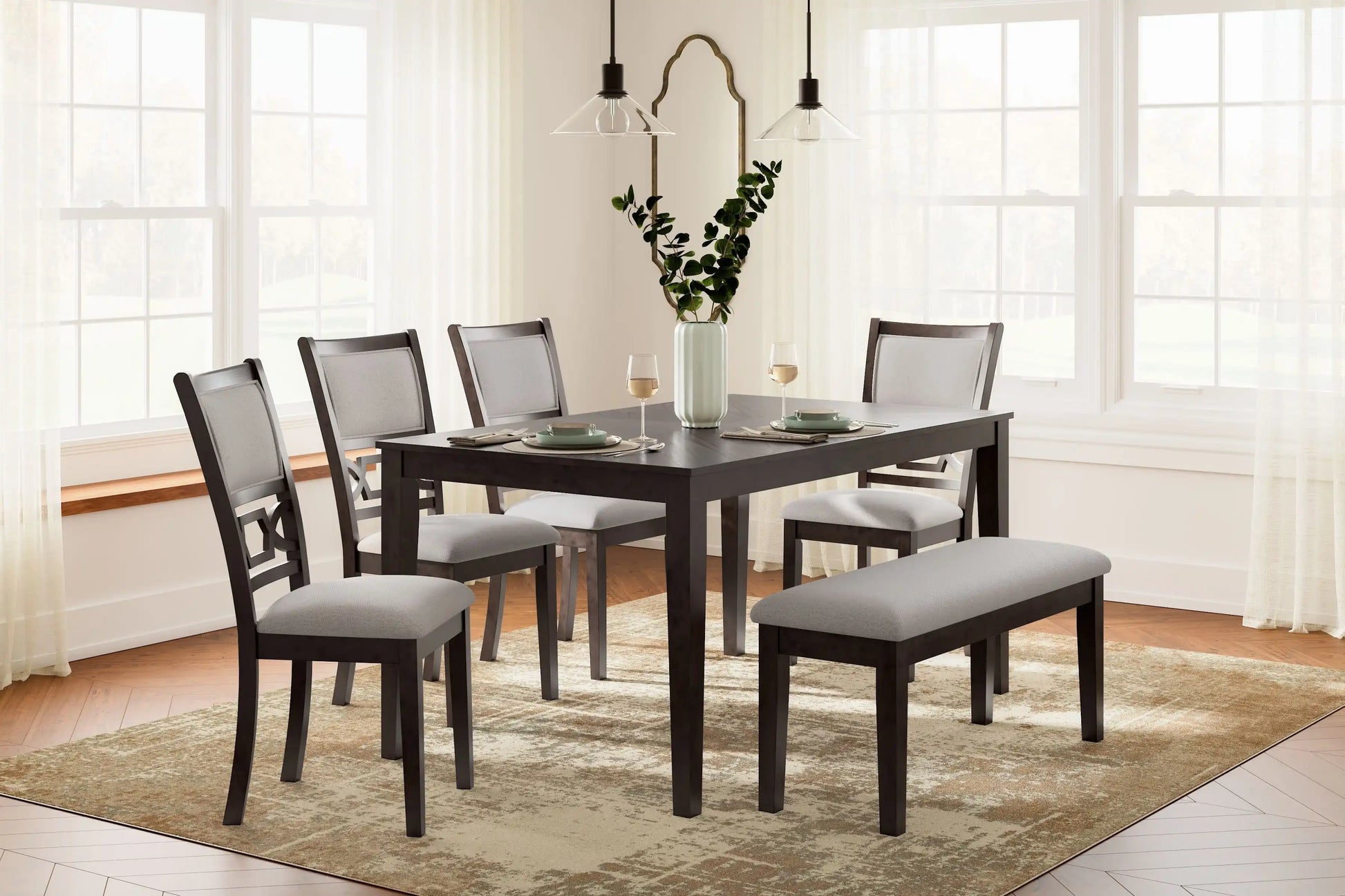 Langwest - Dining Room Table Set (Set of 6) - Brown - Best Buy Furniture