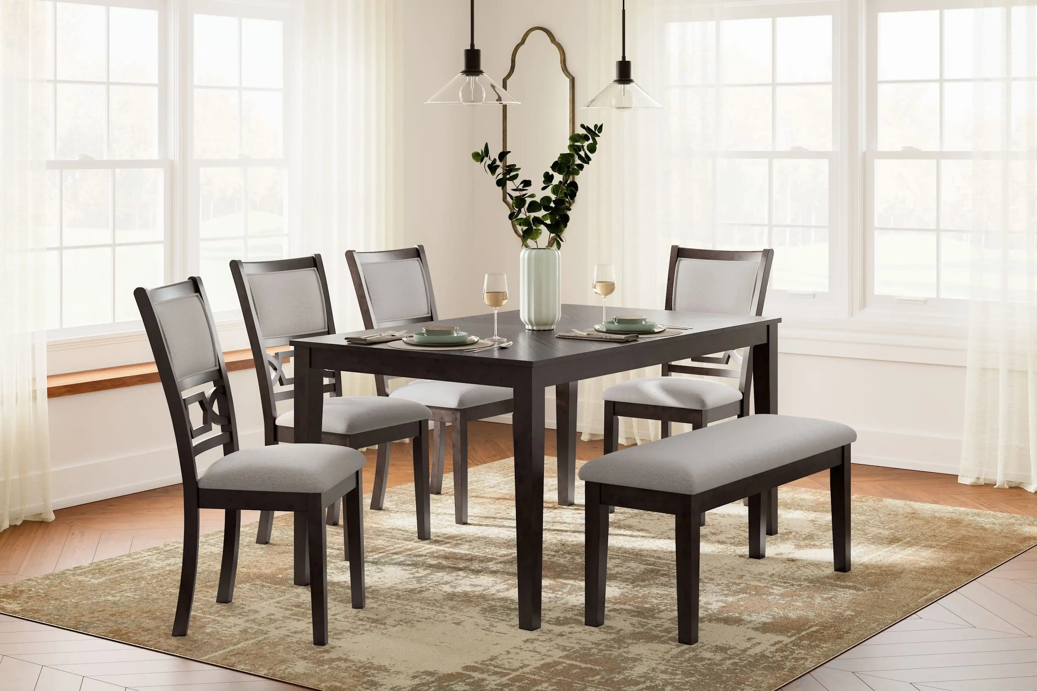 Langwest - Dining Room Table Set (Set of 6) - Brown - Best Buy Furniture