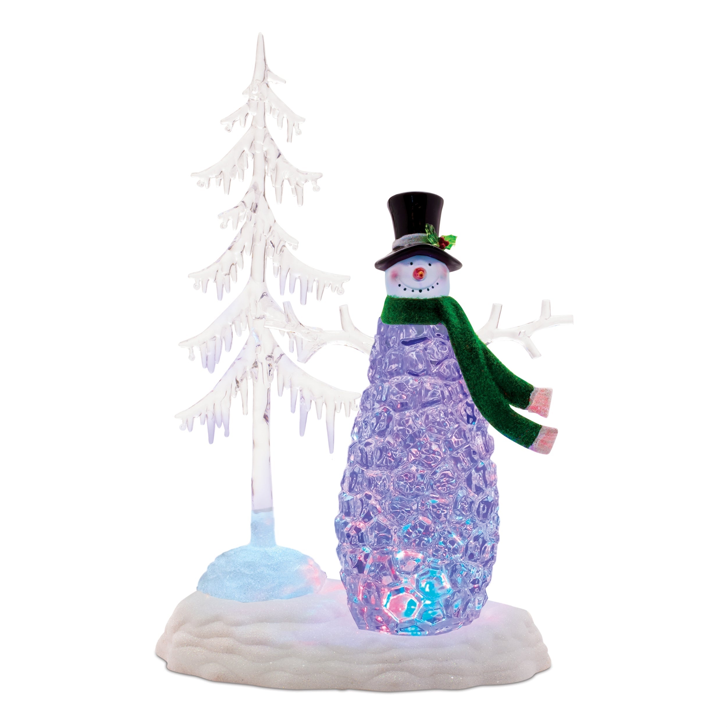 Multicolored-LED-Snowman-with-Pine-Tree-Christmas-Decor
