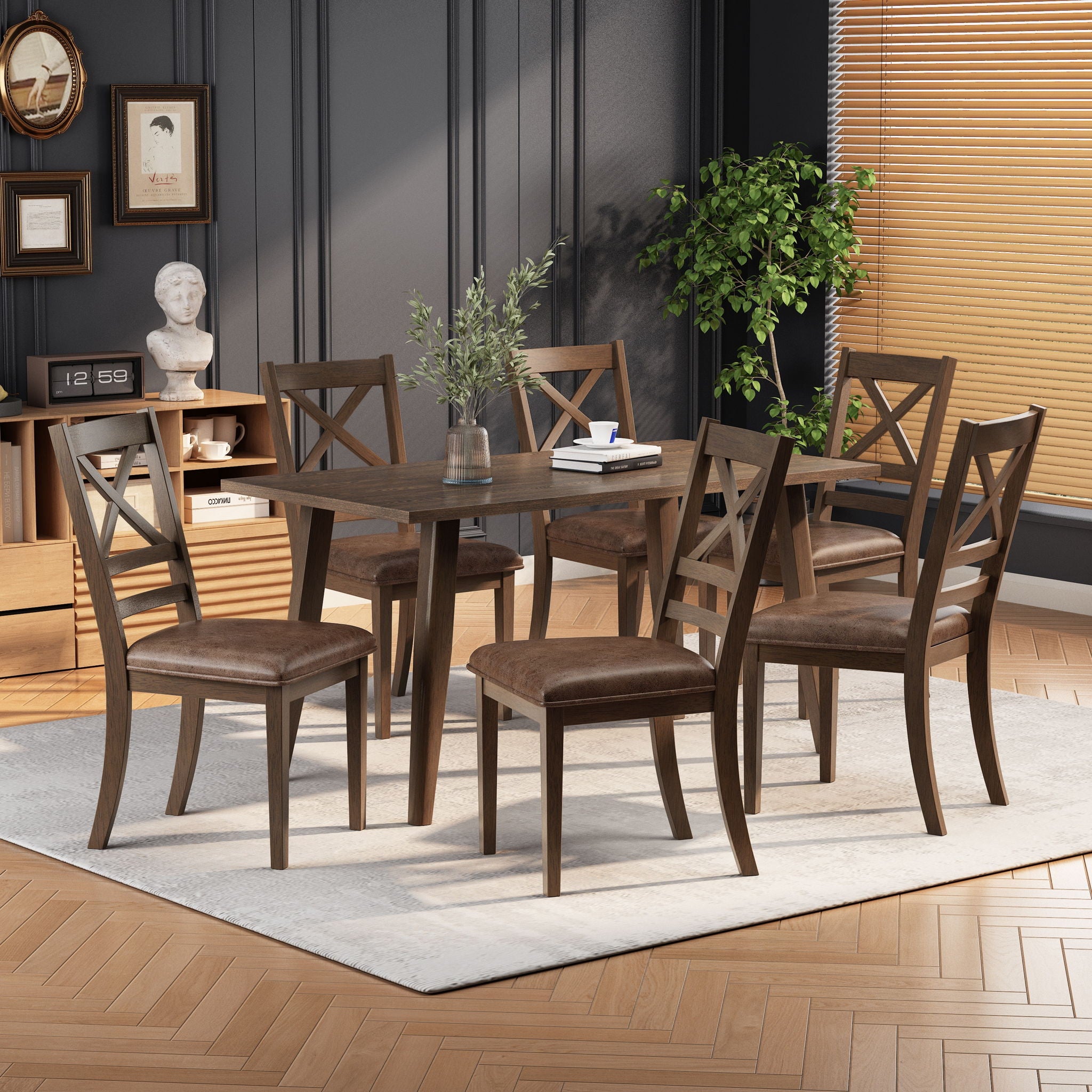 Country Style Dining Chairs (Set of 2) With Cross Back Design - Brown - Best Buy Furniture