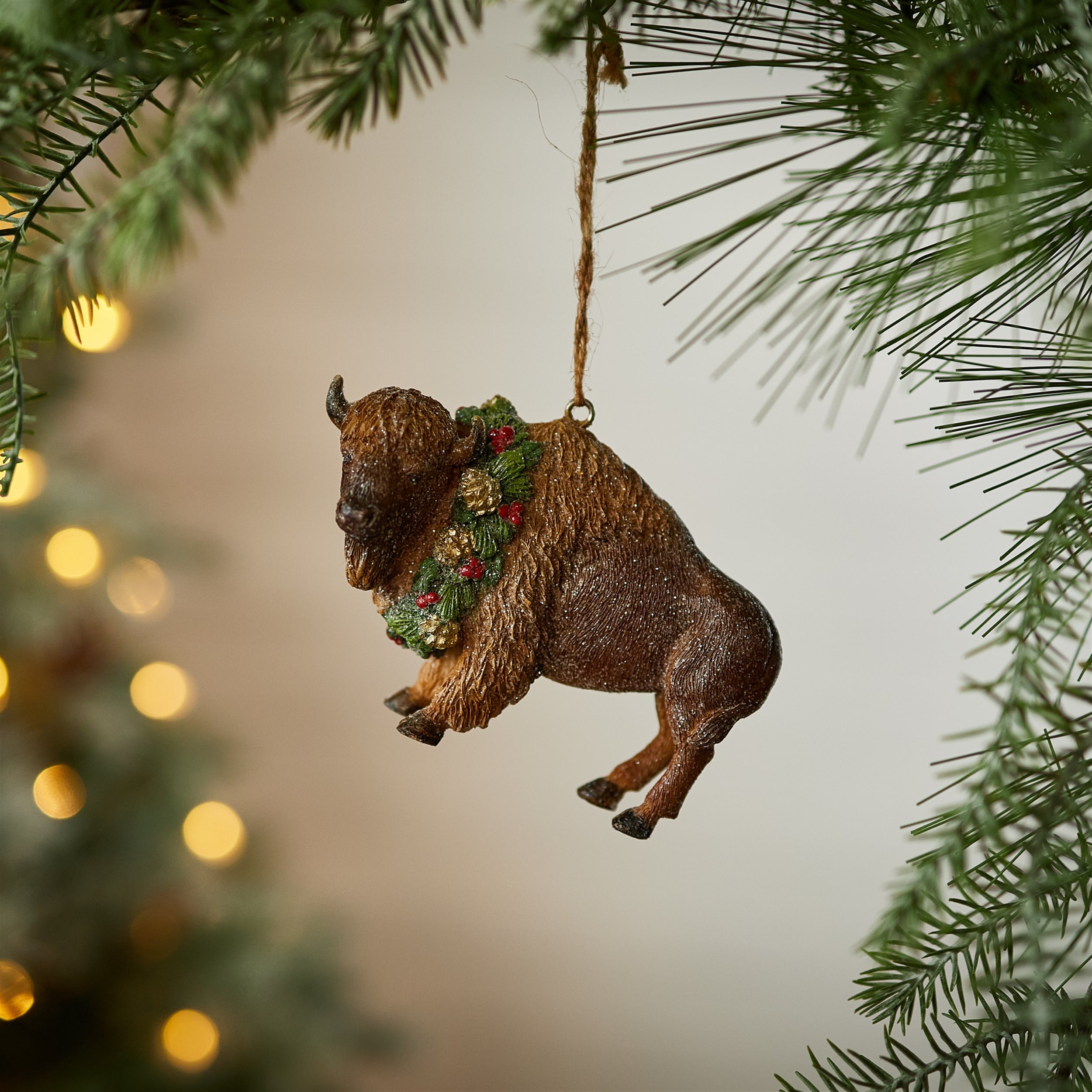 Glittered Bison Ornament (Set of 12)