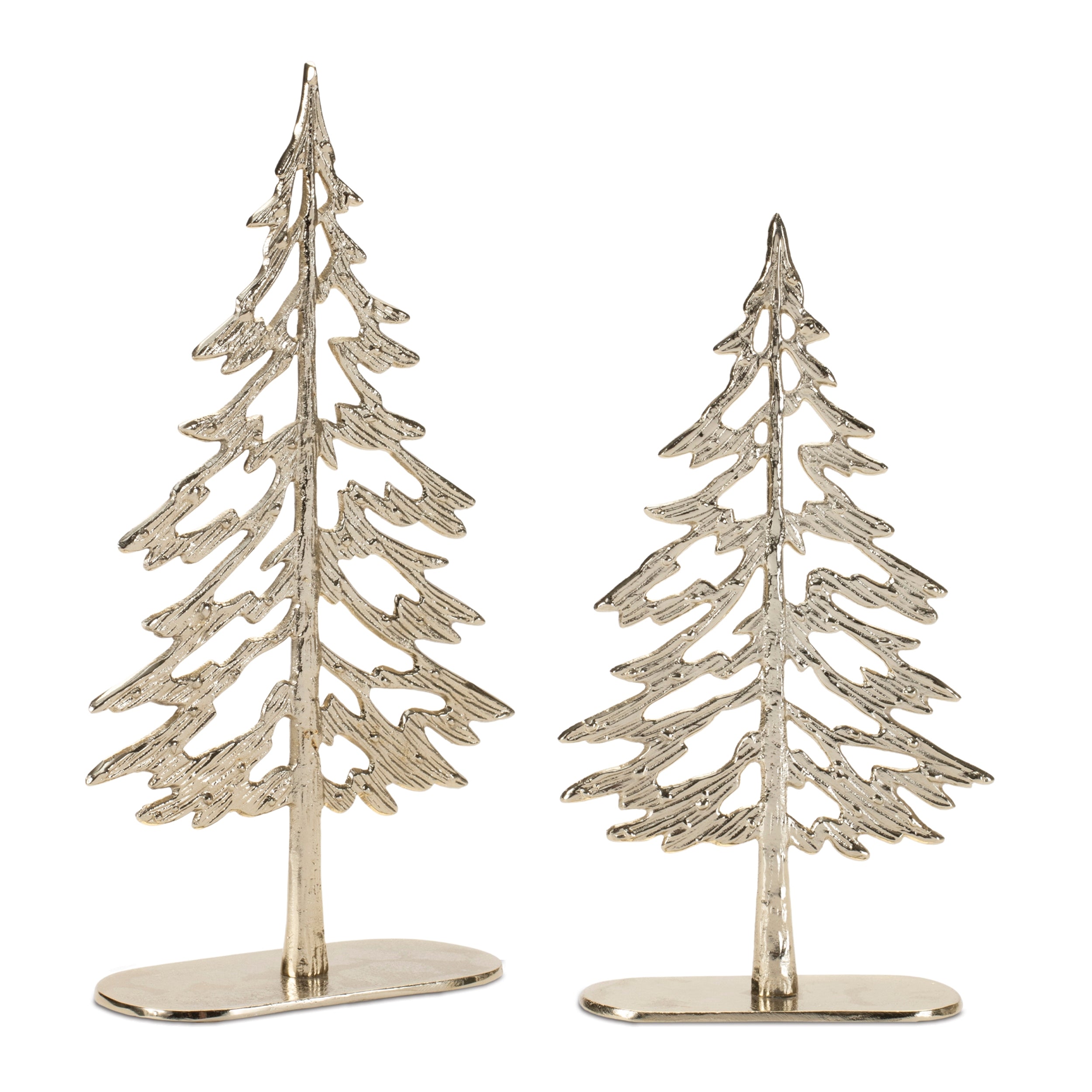 Metal Tree with Wood Base (Set of 2) - 10.5" and 12.5" trees