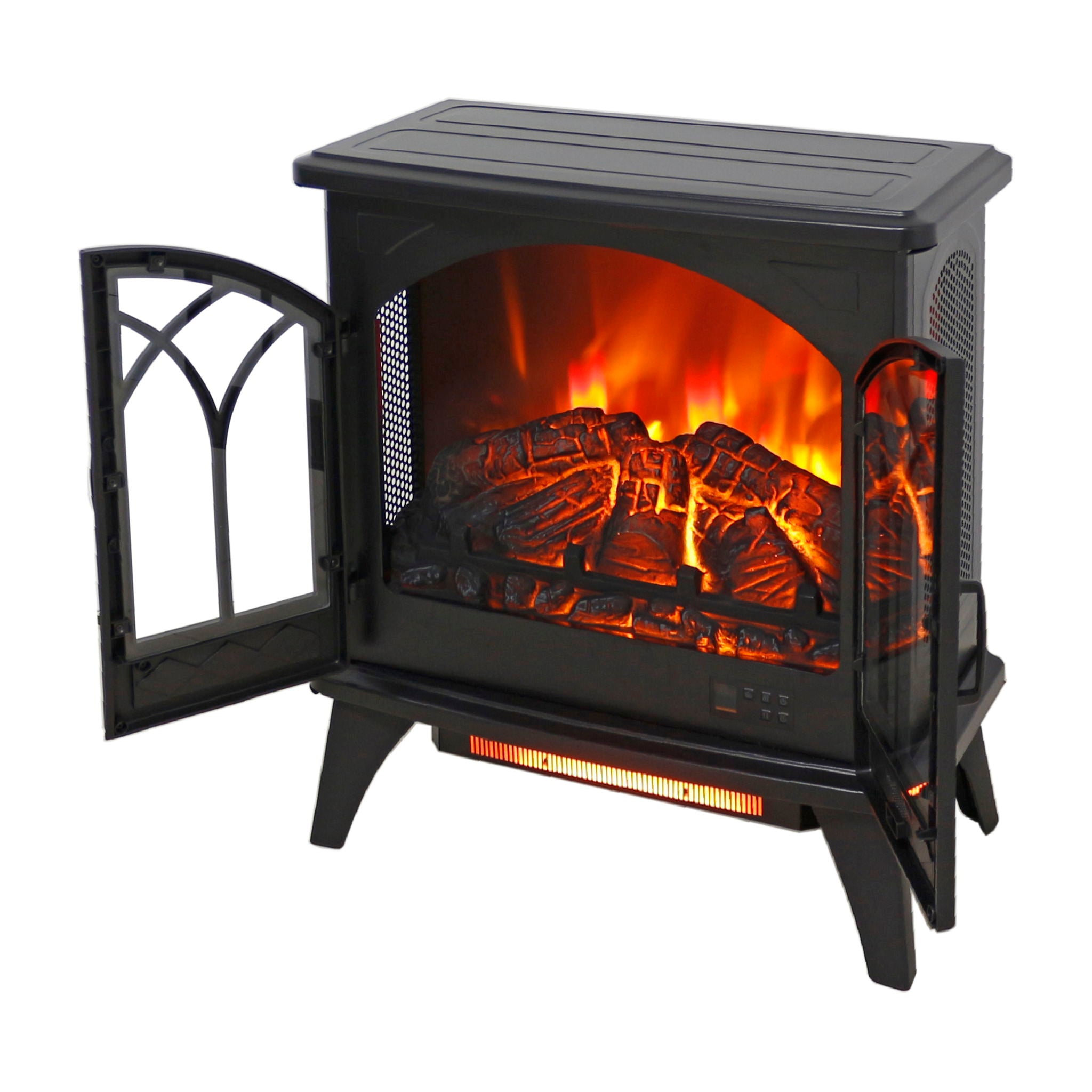 24" 3D Flame Electric Infrared Quartz Fireplace Stove With Remote Control - Antique Black - Best Buy Furniture