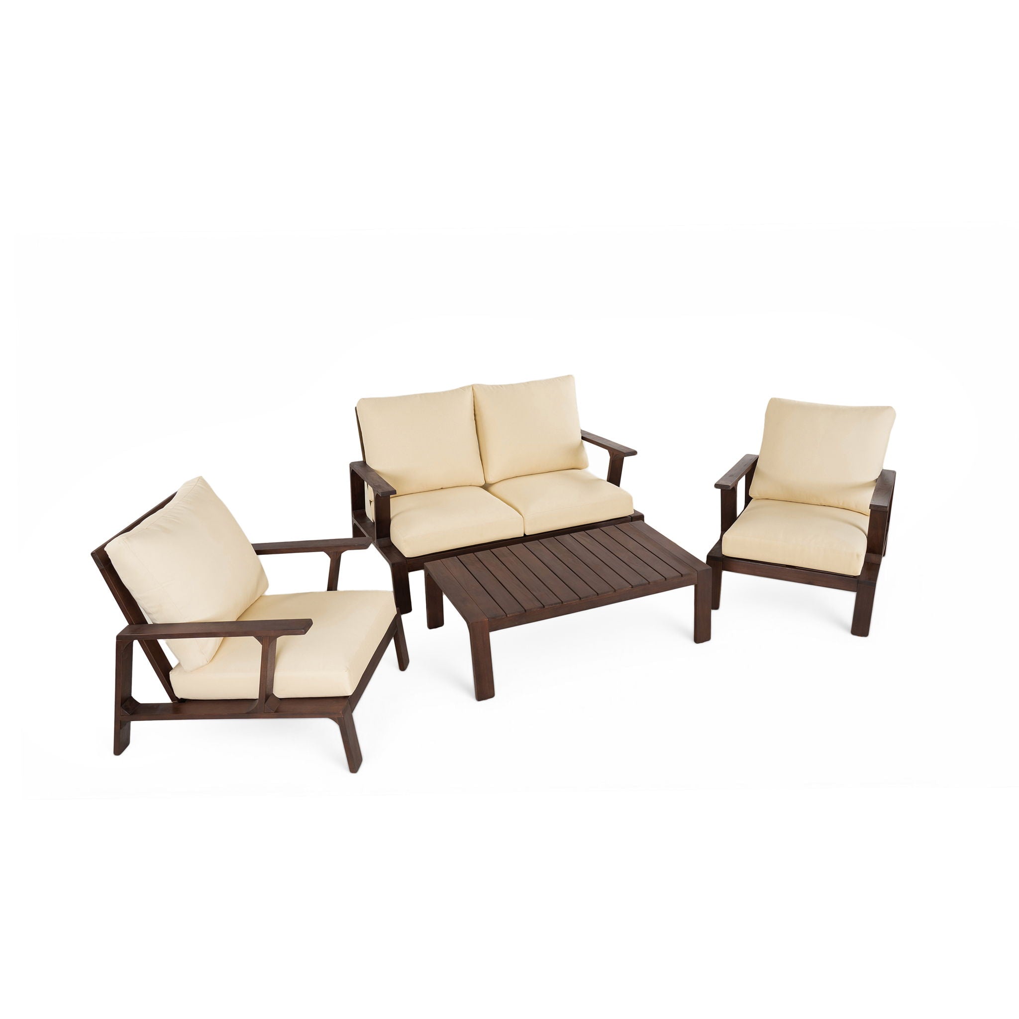 4 Piece Outdoor Sofa Set With Cushions And Coffee Table