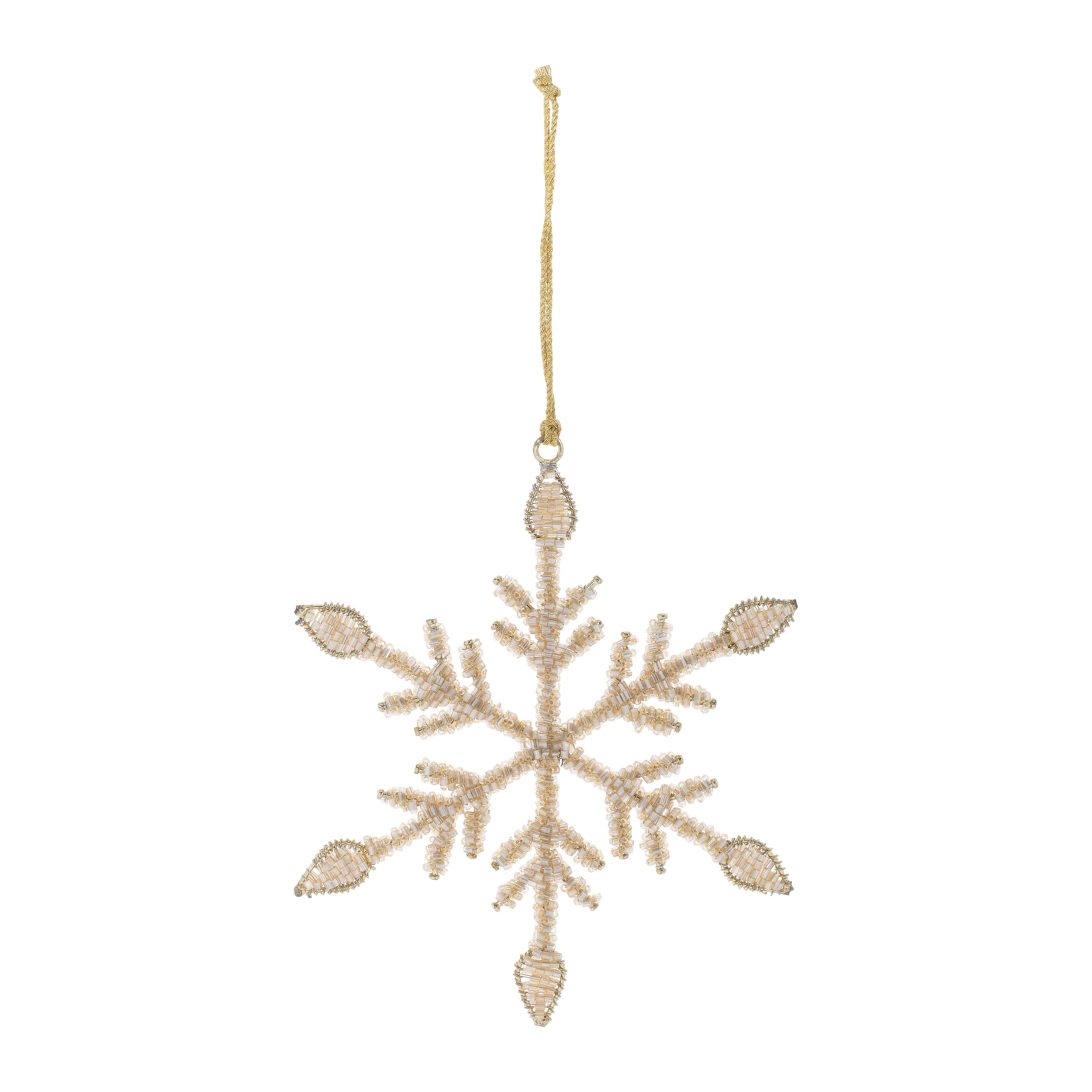 Beaded Metal Snowflake Ornament (Set of 12)
