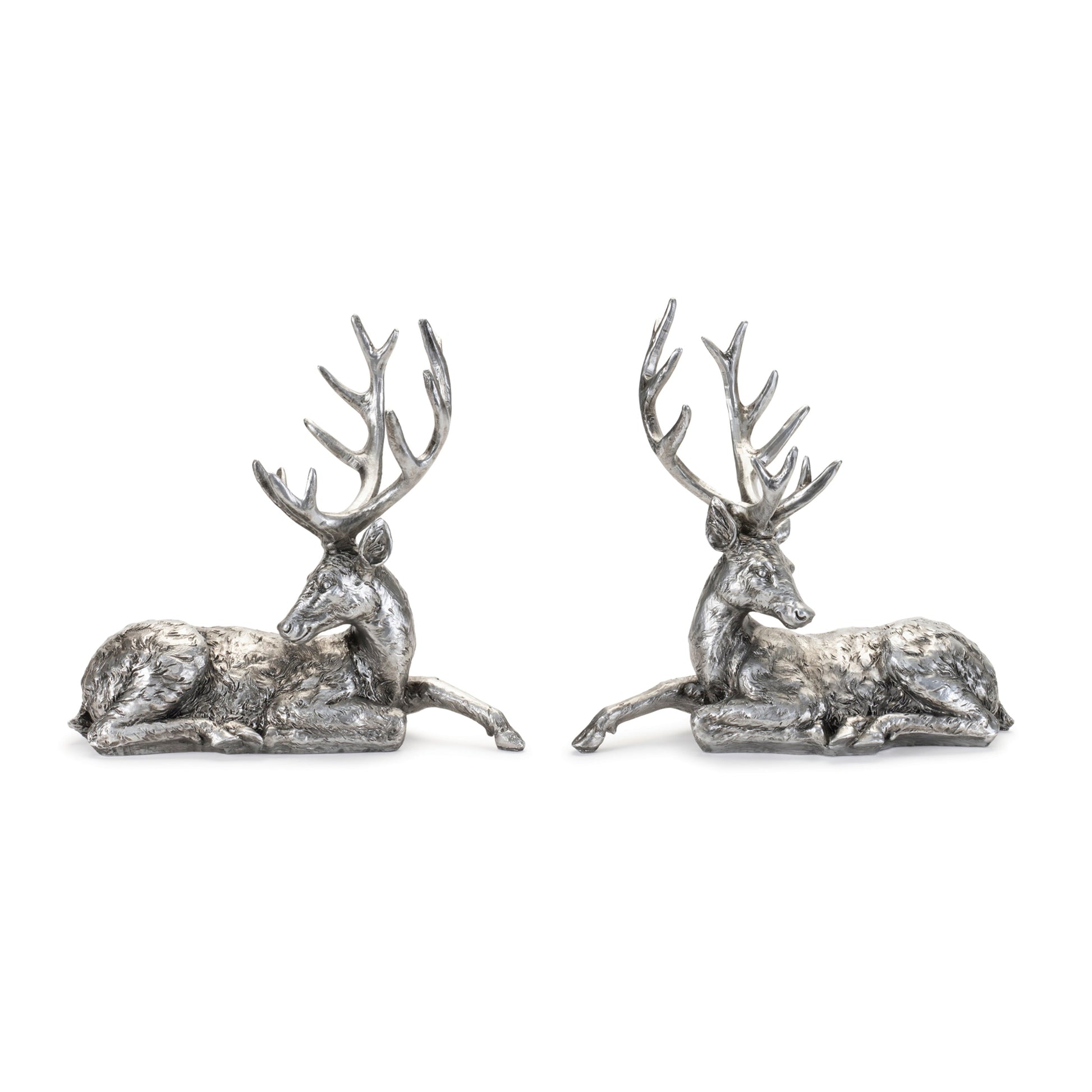 Metallic-Deer-Statue-(Set-of-2)-Sculptures-&-Statues