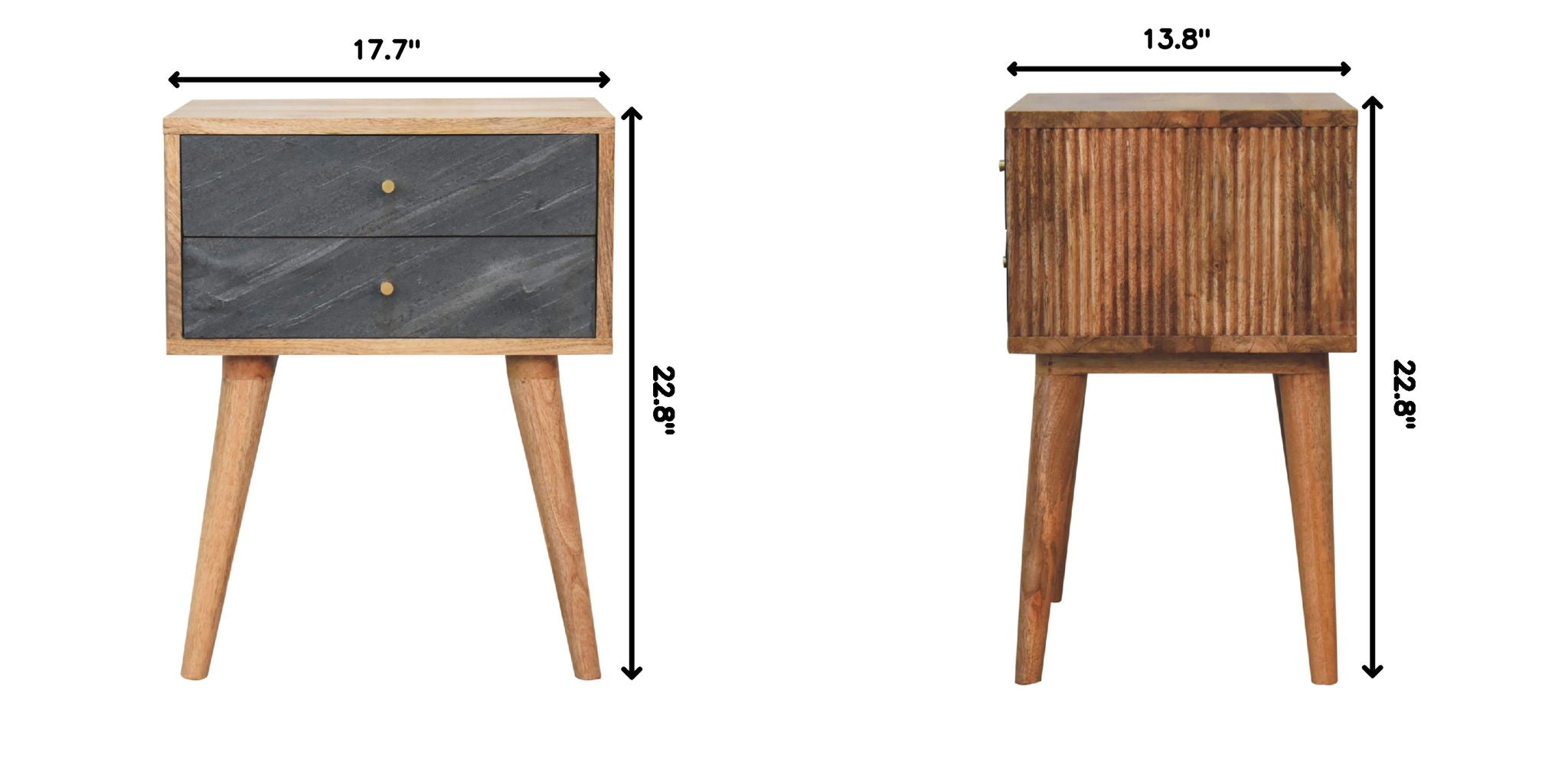 Slade - Bedside Table - Stone Gray