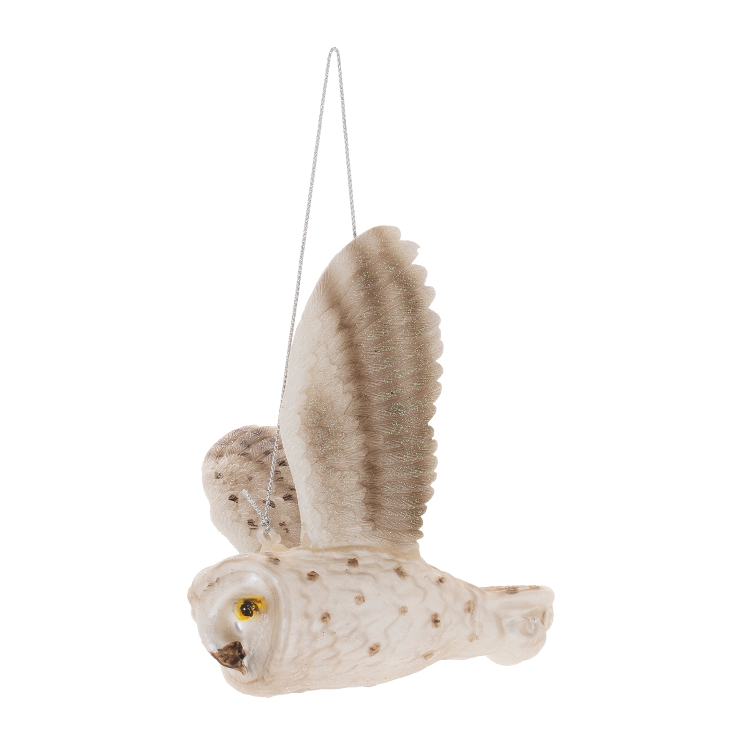 Glittered glass owl ornament (set of 6)